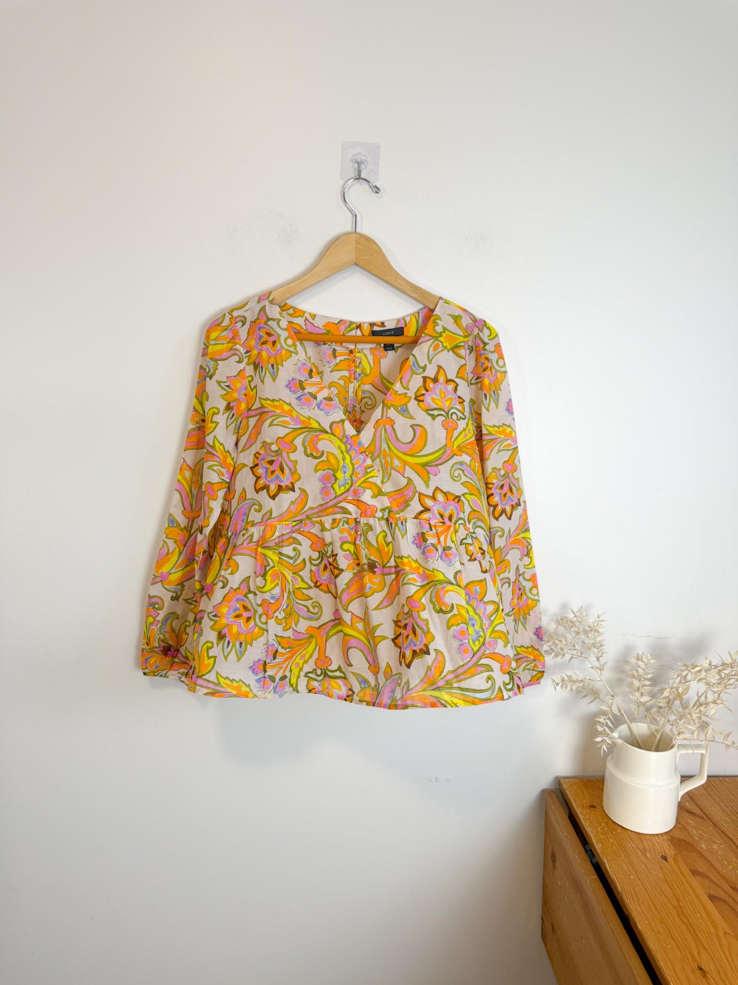 J.Crew Lightweight Silk Blend Blouse in Pastel Floral (Size M)