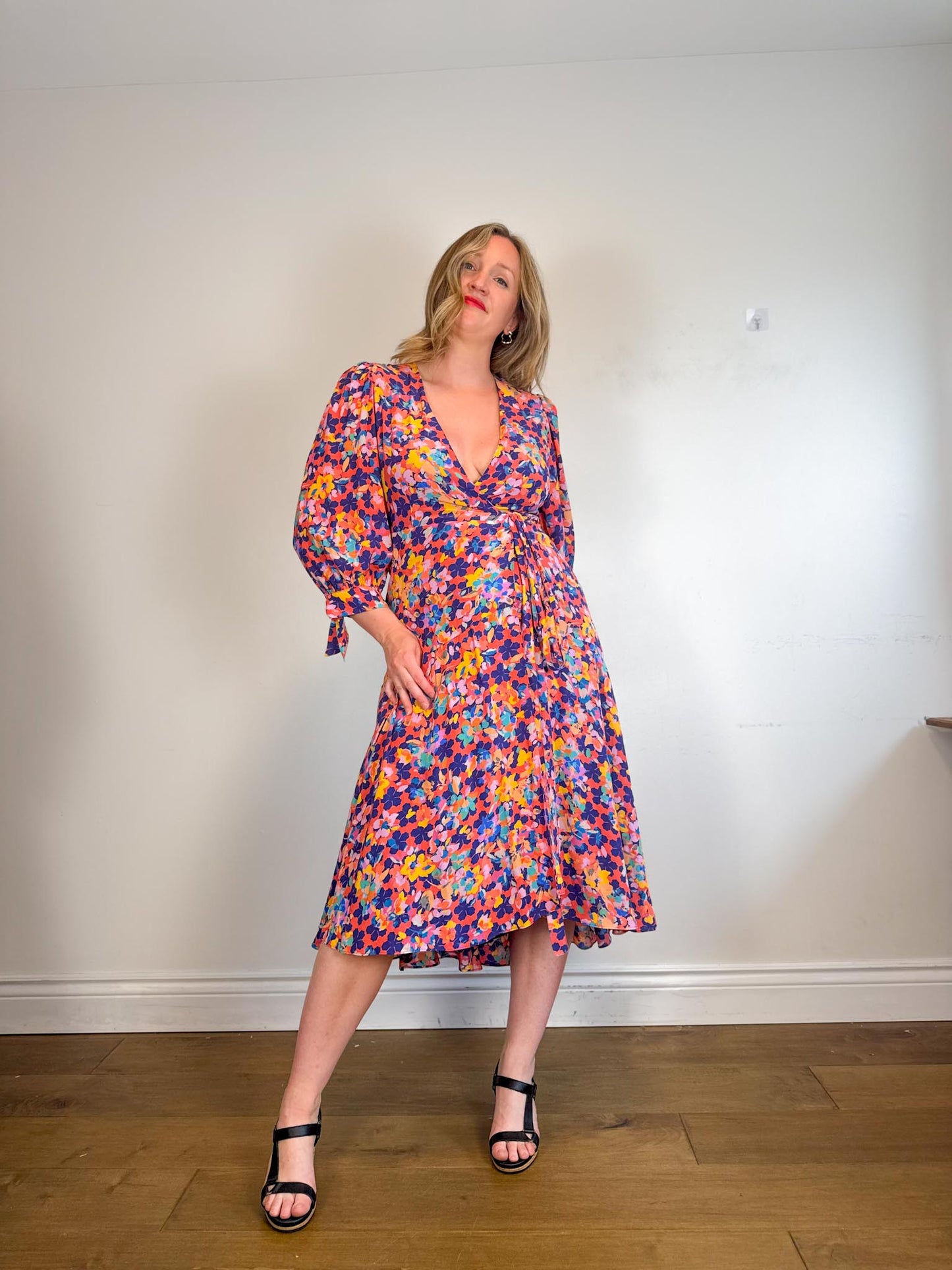 Caballero "Moon Maxi Dress in Stamped Hibiscus Print (Size S/M)