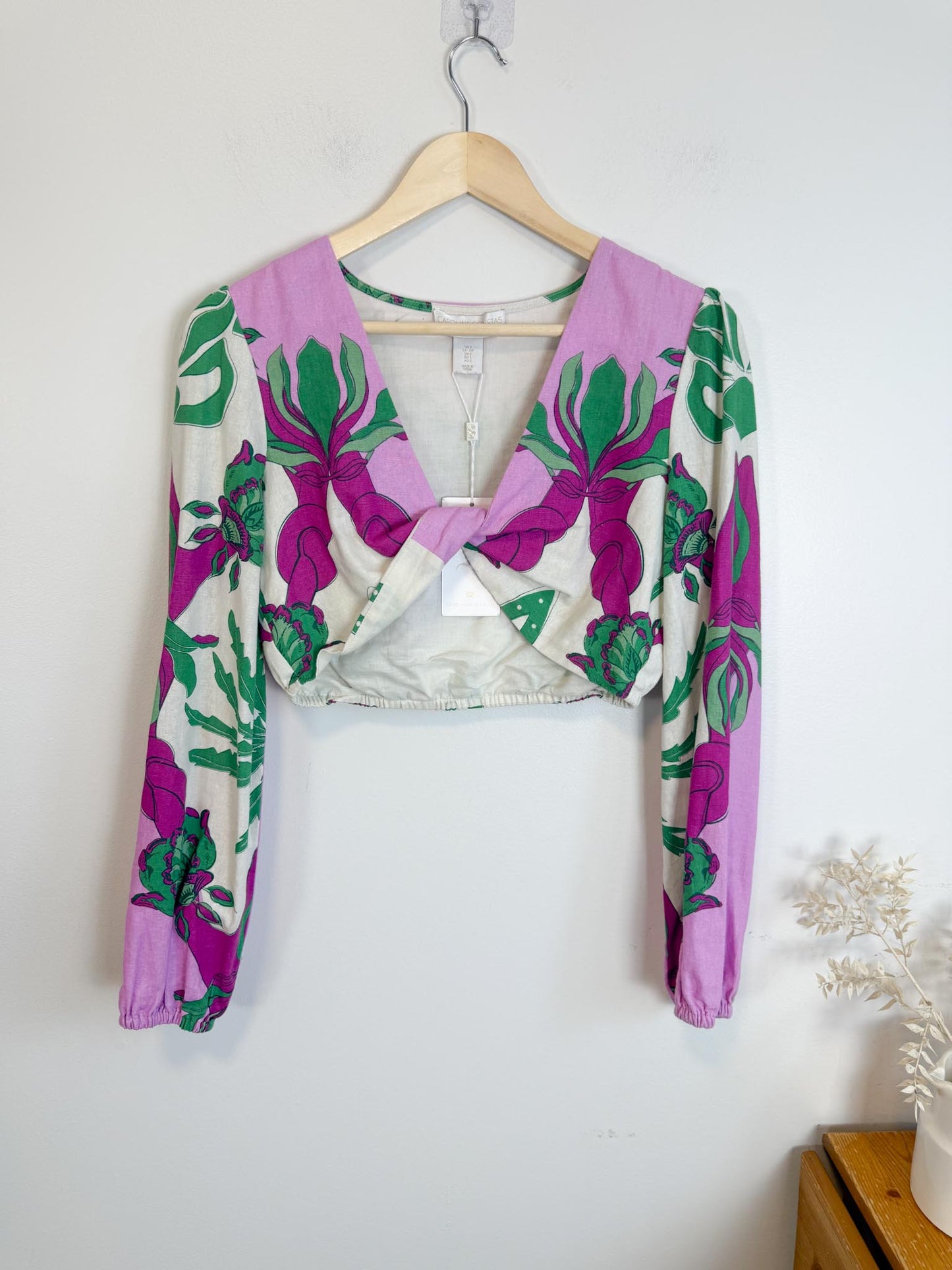 Caroline Constas Linen Twist Front Crop Top NWT (Size S)