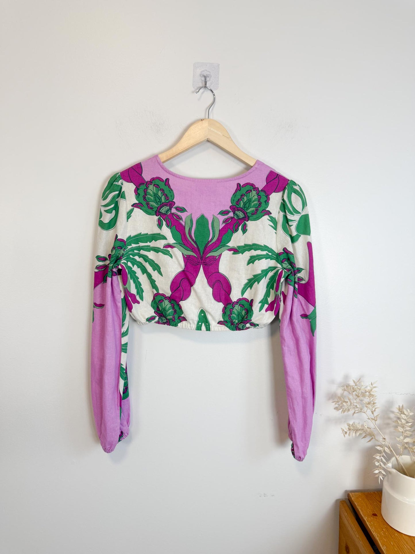 Caroline Constas Linen Twist Front Crop Top NWT (Size S)