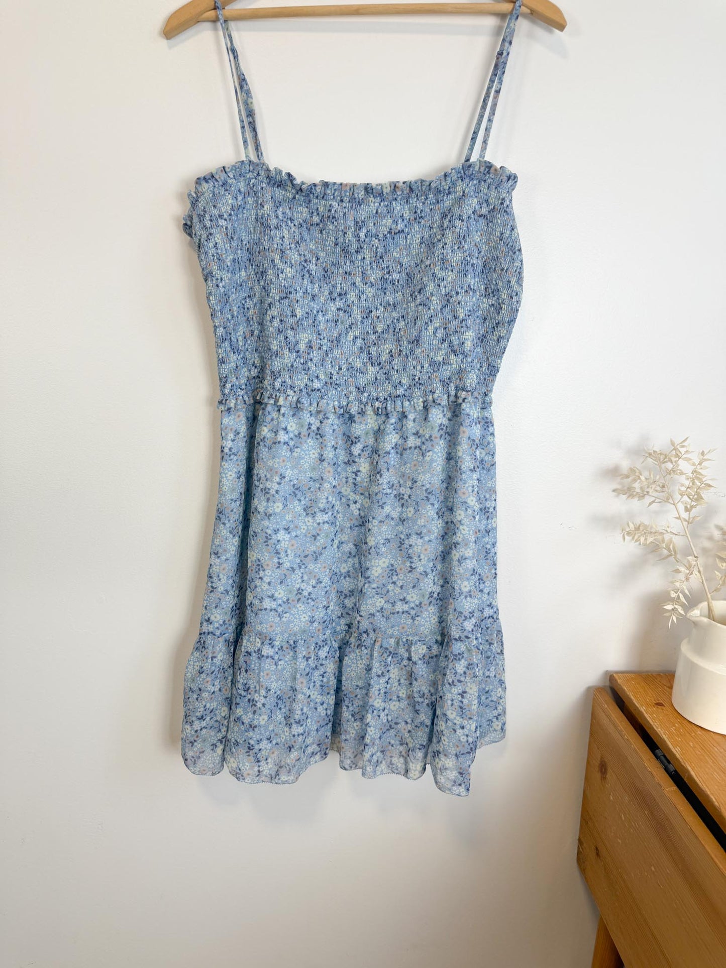 Wilfred "Tempest Sleeveless Mini Dress in Blue Floral" (Size XL)