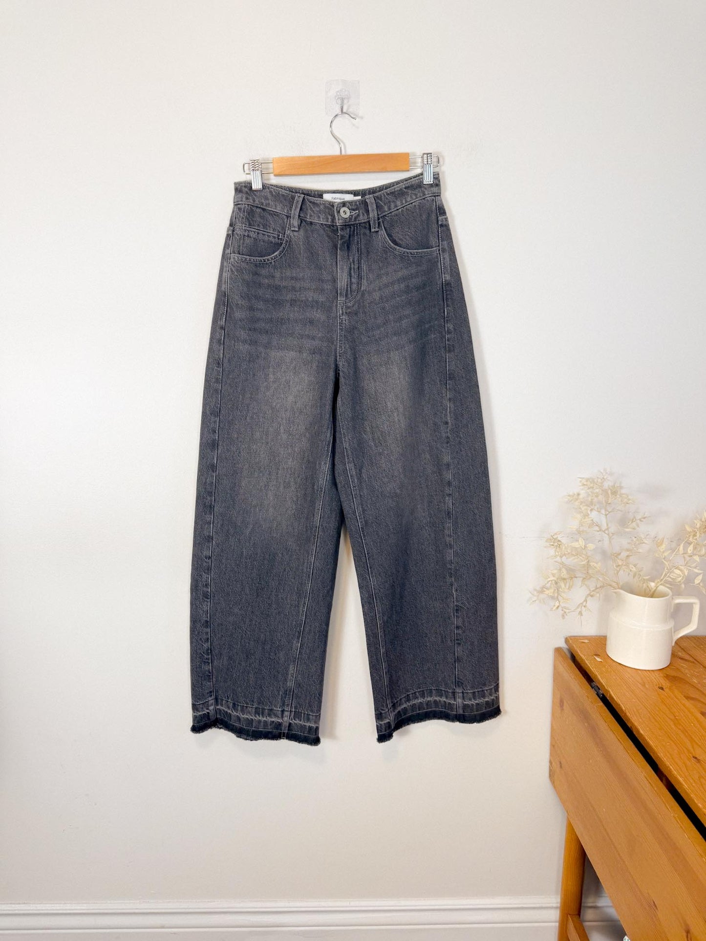 Fabrique Sustainable Barrel Leg Jeans in Faded Black Wash (Size S)