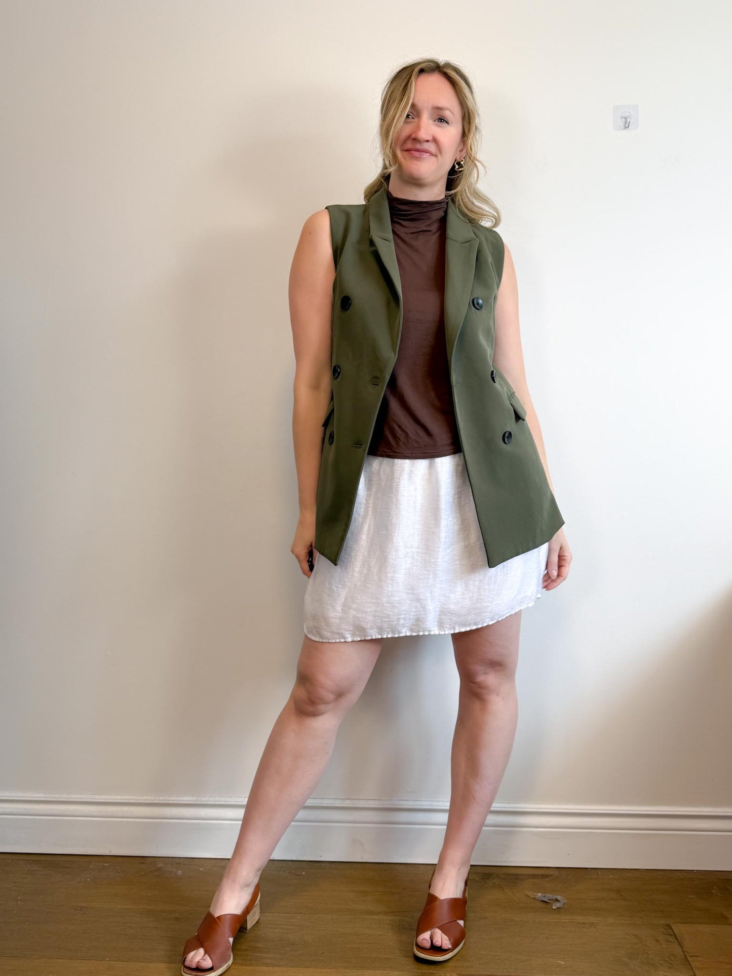 LOFT White Linen Mini Skirt (Size XL)