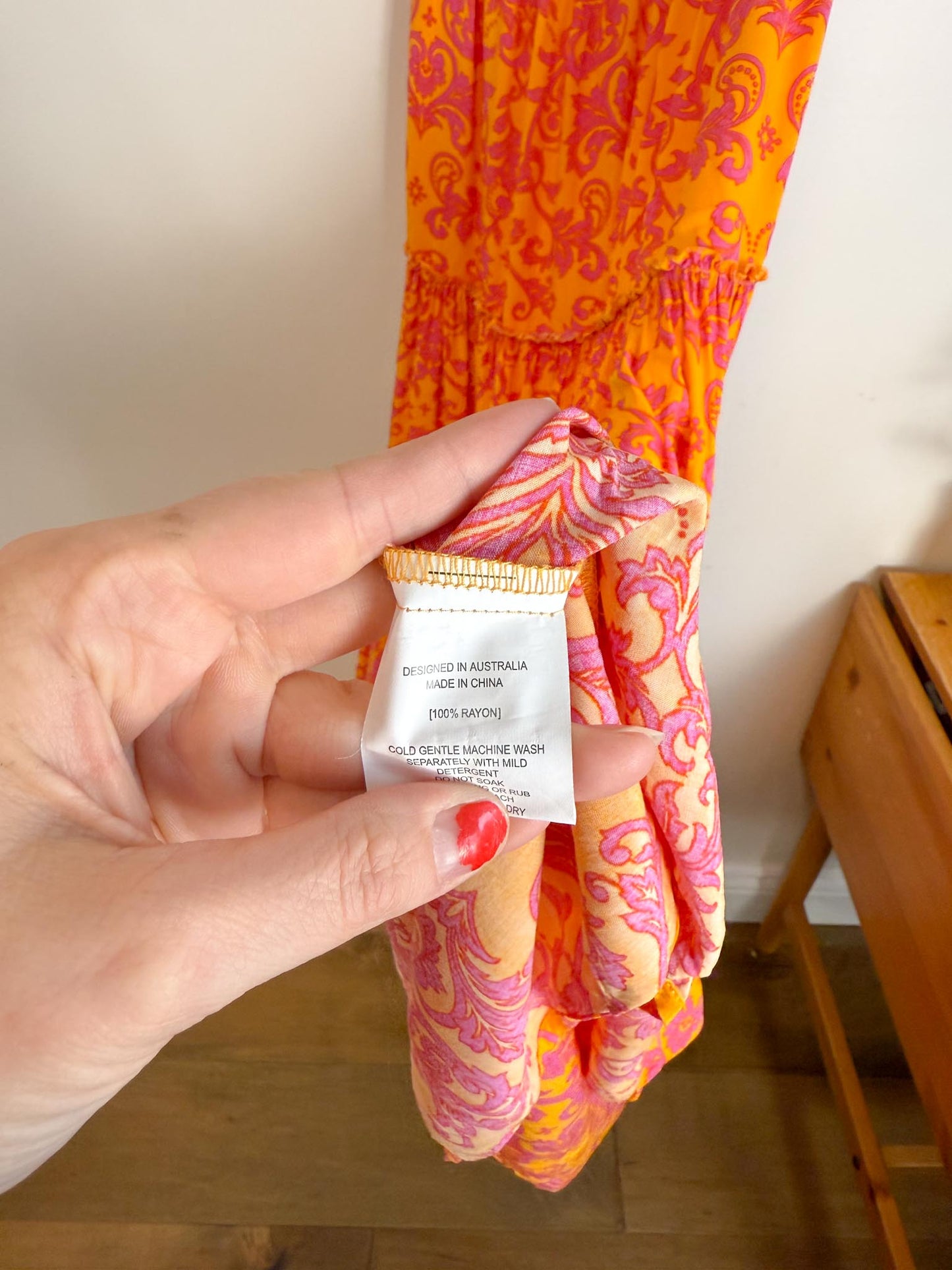 Anthropologie Abel the Label Strapless Smocked Maxi Dress in Pink/Orange Floral (Size M/L)