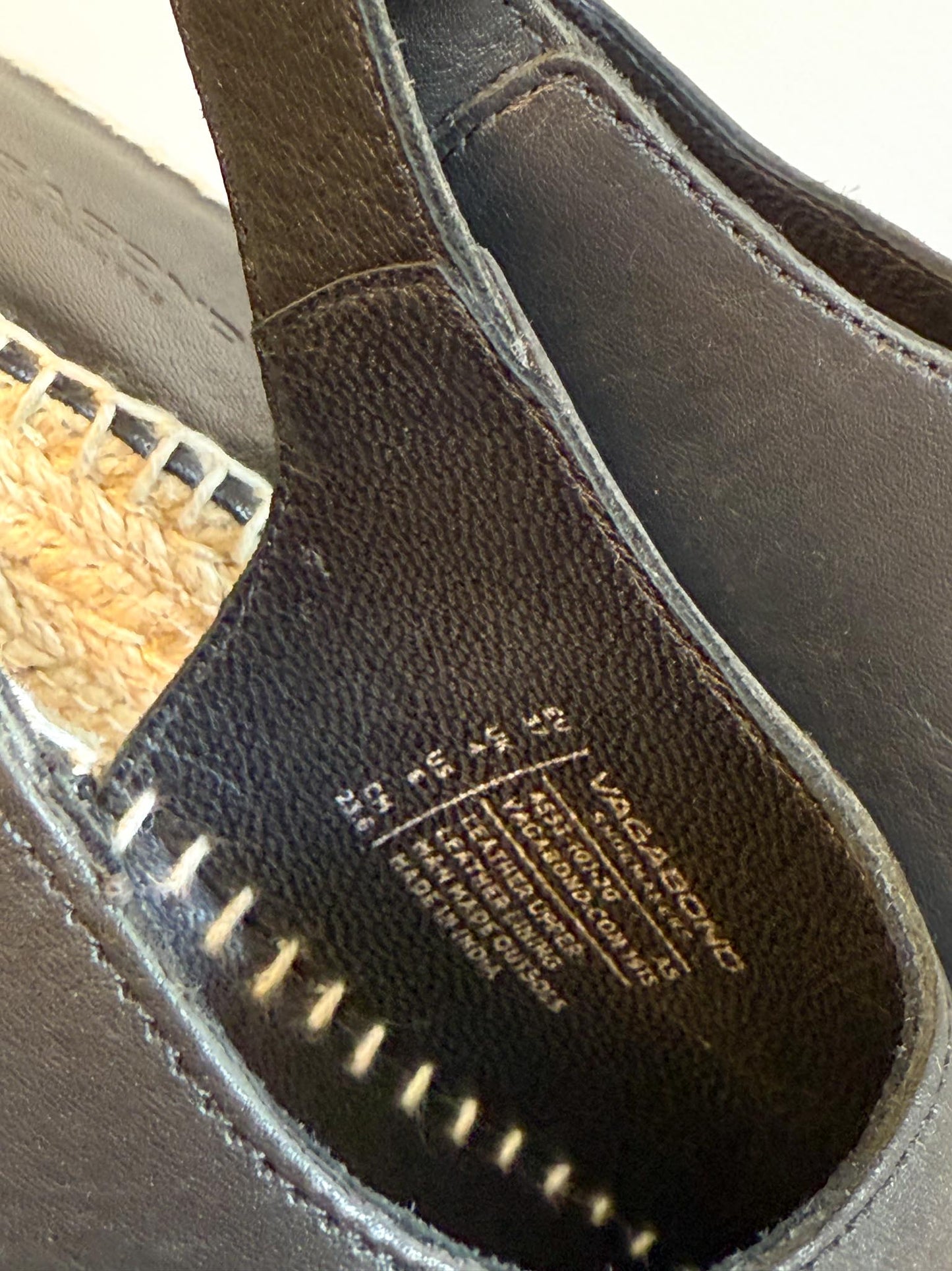 Vagabond "Celeste" Slingback Espadrille Slides in Black Leather (Size 6)