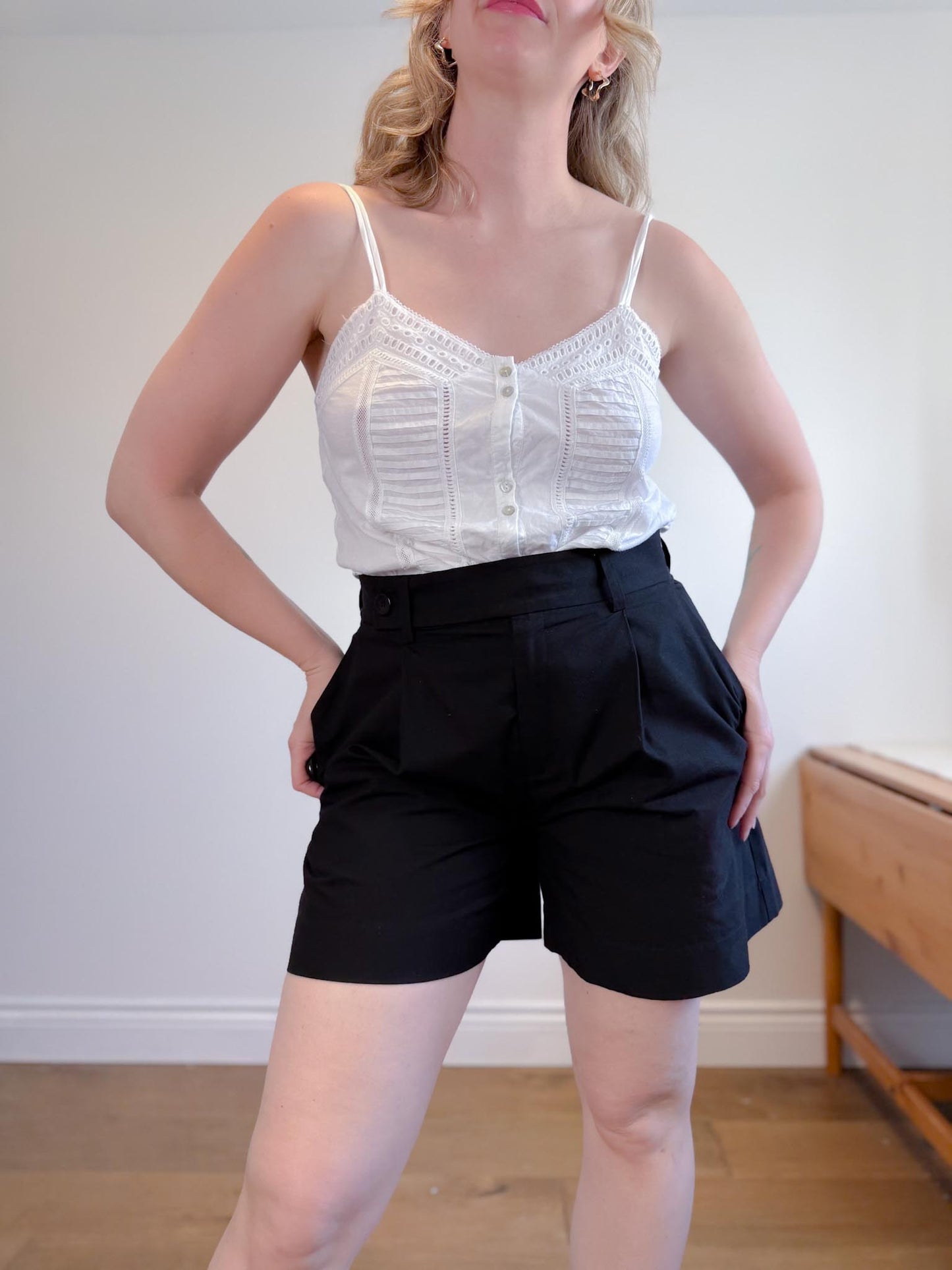 Proenza Schouler Designer Cotton/Linen Shorts in Black (Size L)