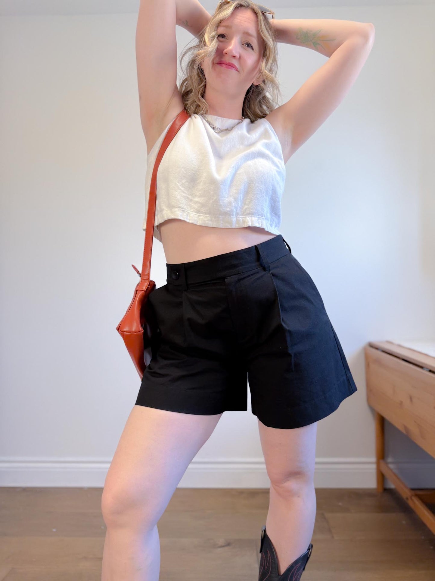 Proenza Schouler Designer Cotton/Linen Shorts in Black (Size L)