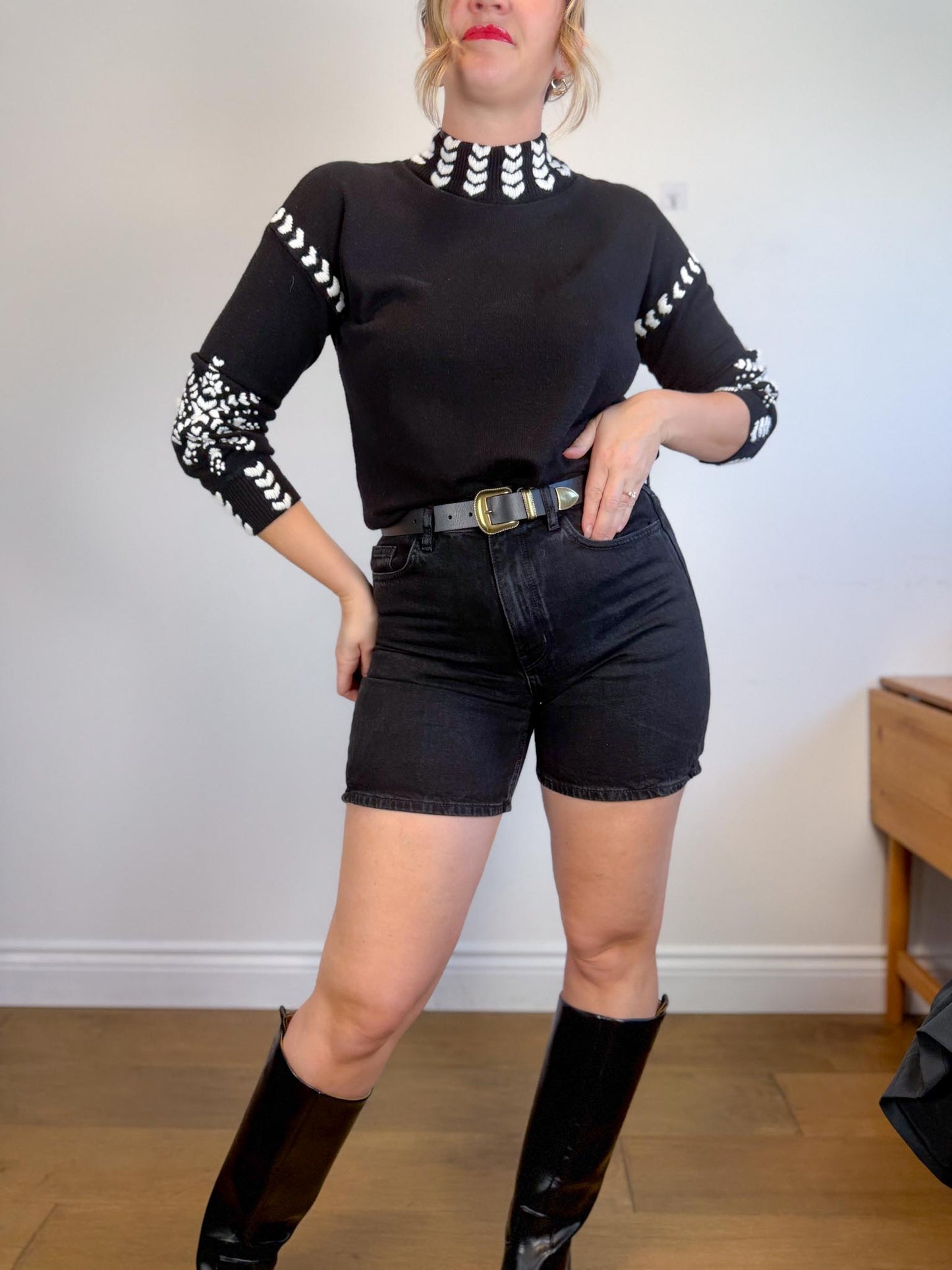 COS Black Denim Shorts (Size 30)