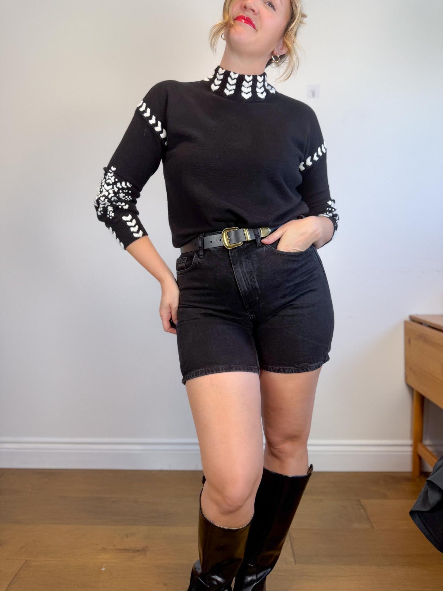 COS Black Denim Shorts (Size 30)