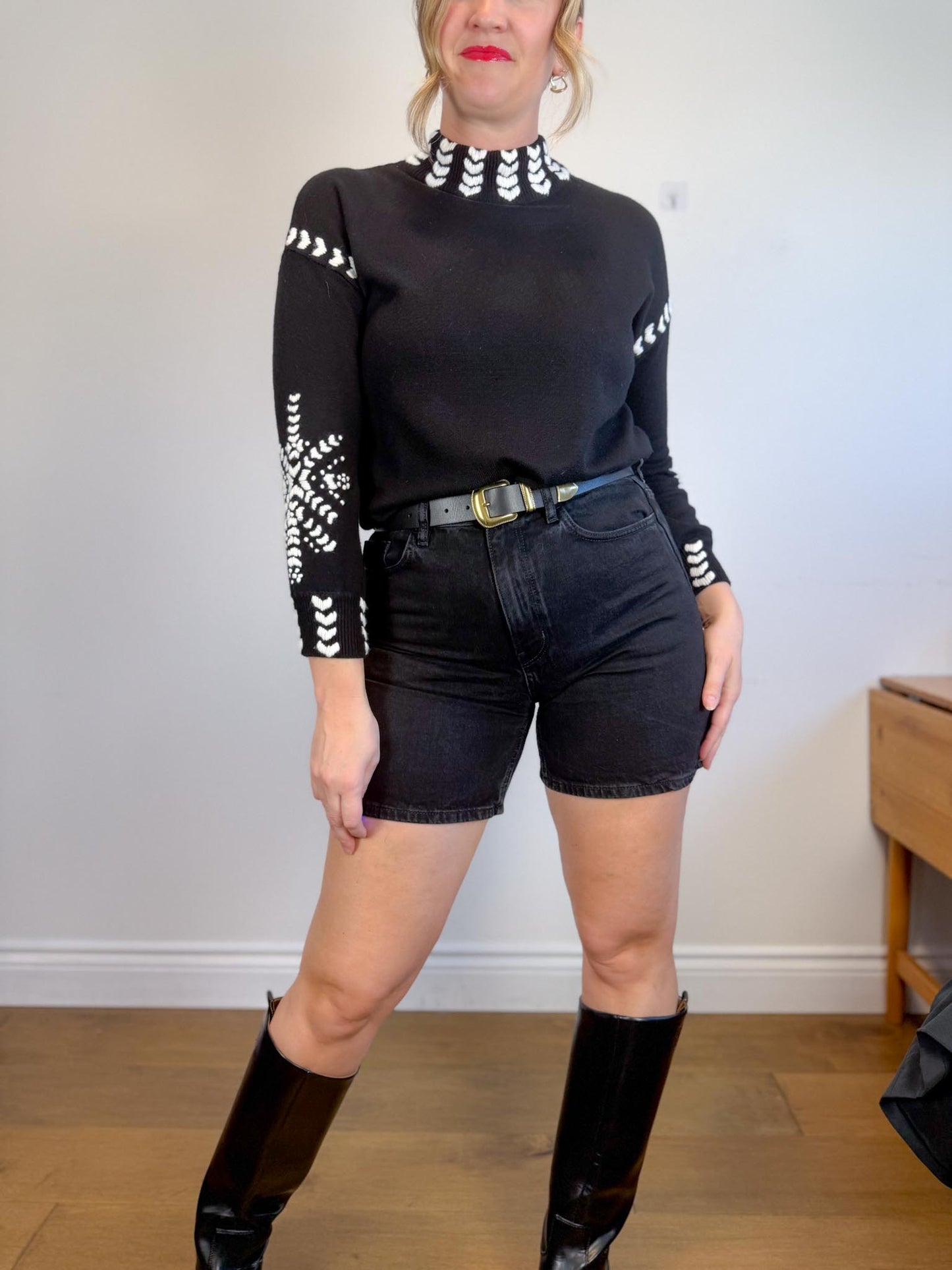 COS Black Denim Shorts (Size 30)