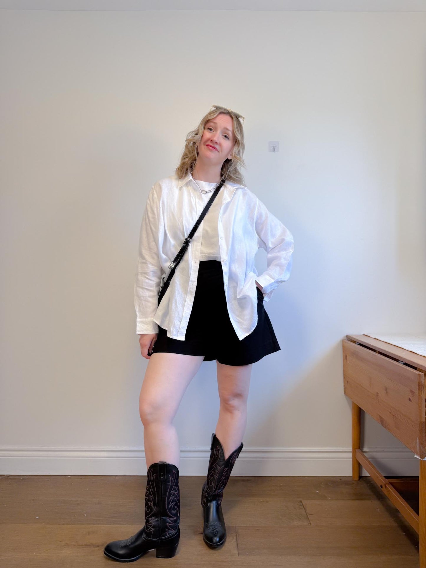 House of Harlow Cream Linen-Blend Blazer with Belt (Size L)
