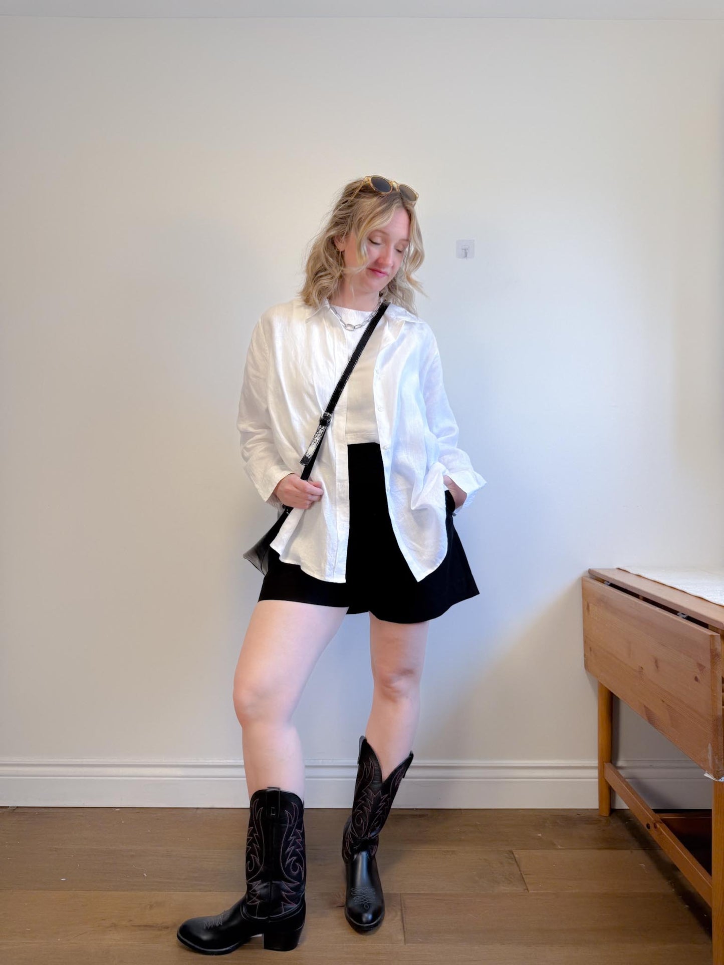 Hudson North Oversized Linen Blouse in White (Size 2X)