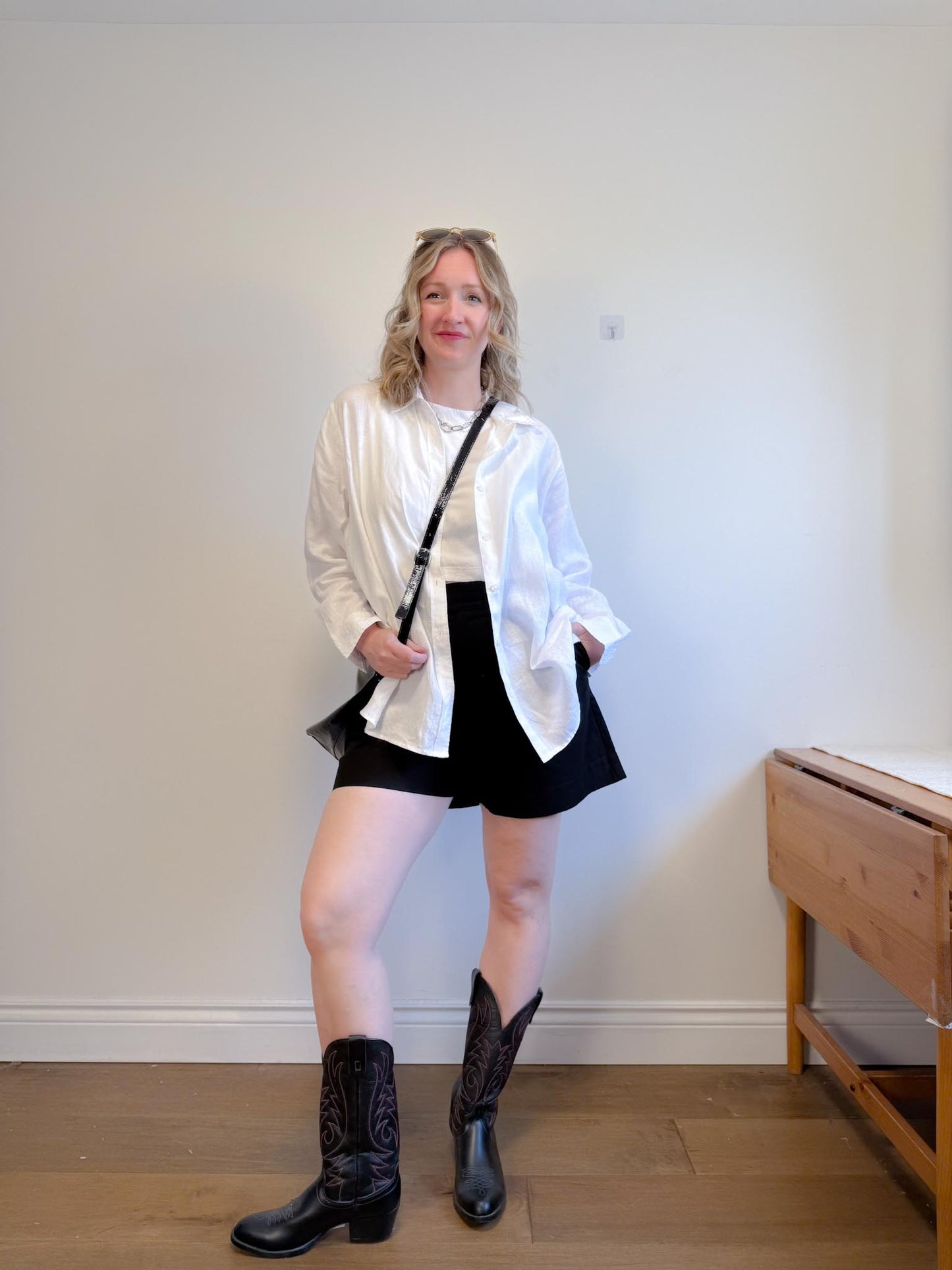Hudson North Oversized Linen Blouse in White (Size 2X)