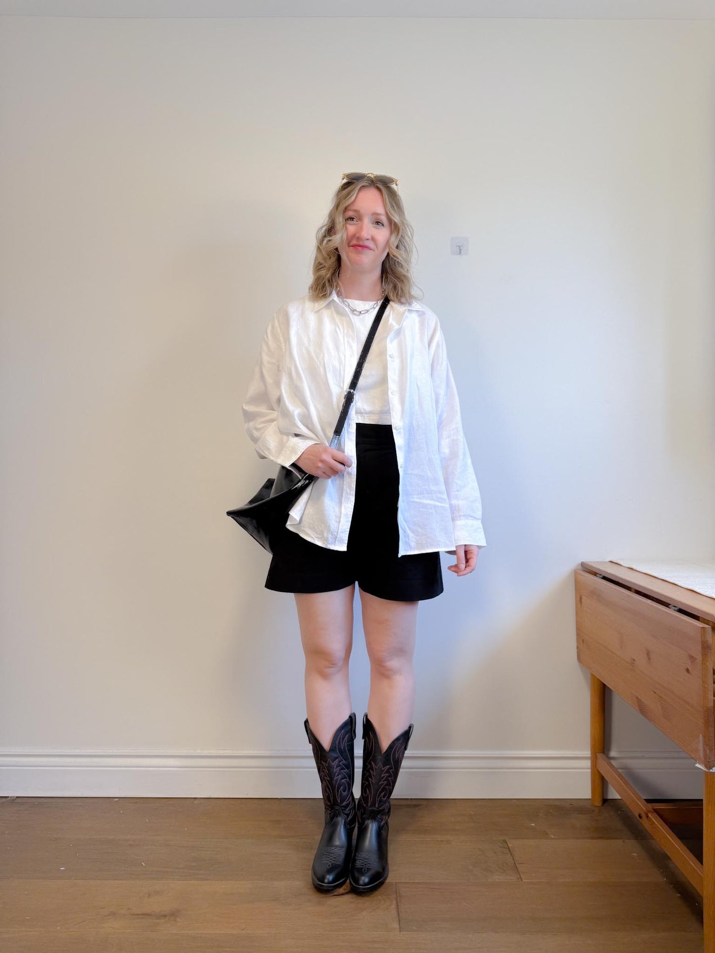Hudson North Oversized Linen Blouse in White (Size 2X)