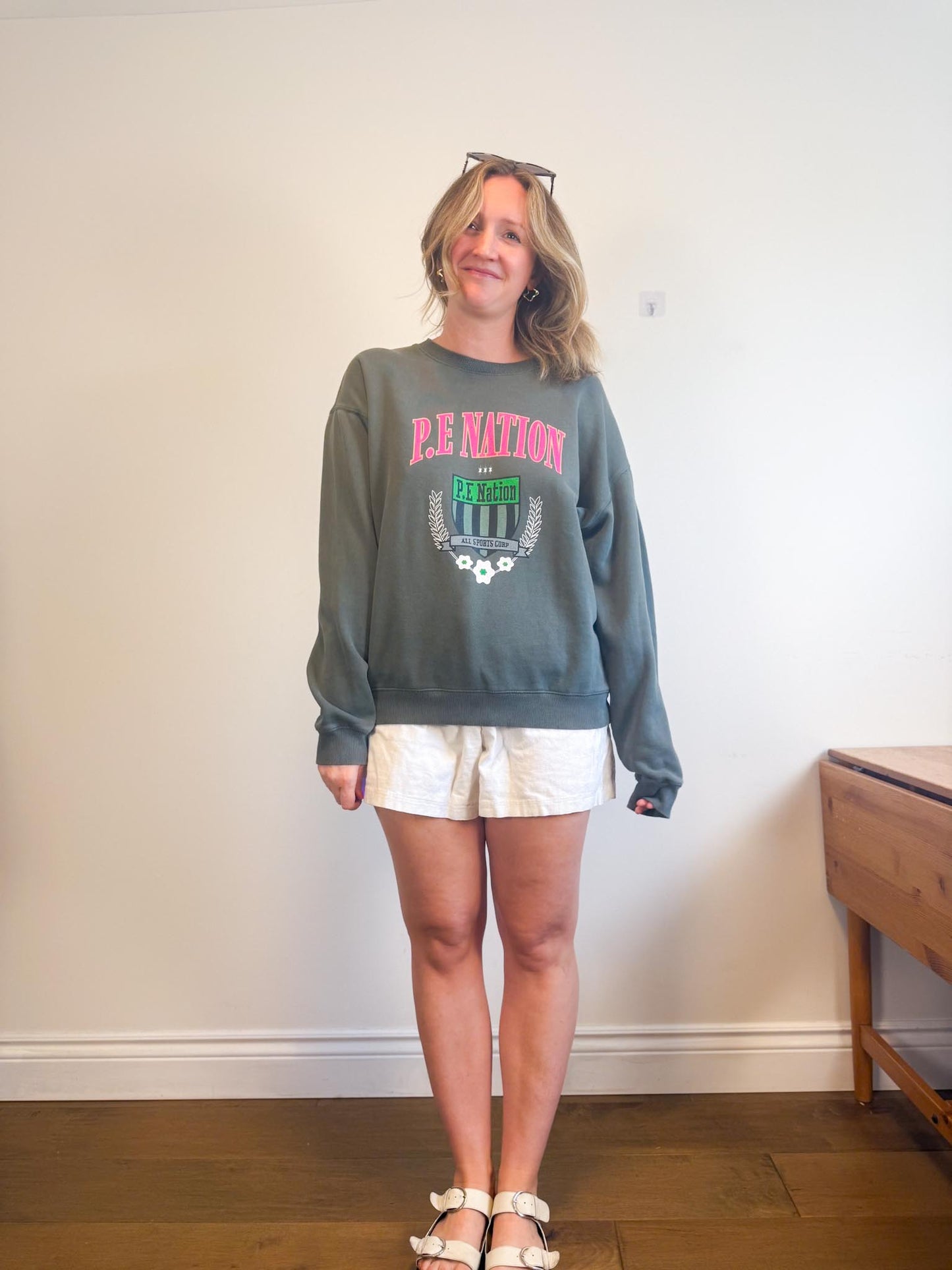 P.E Nation Crewneck in Green/Pink (Size S/M)