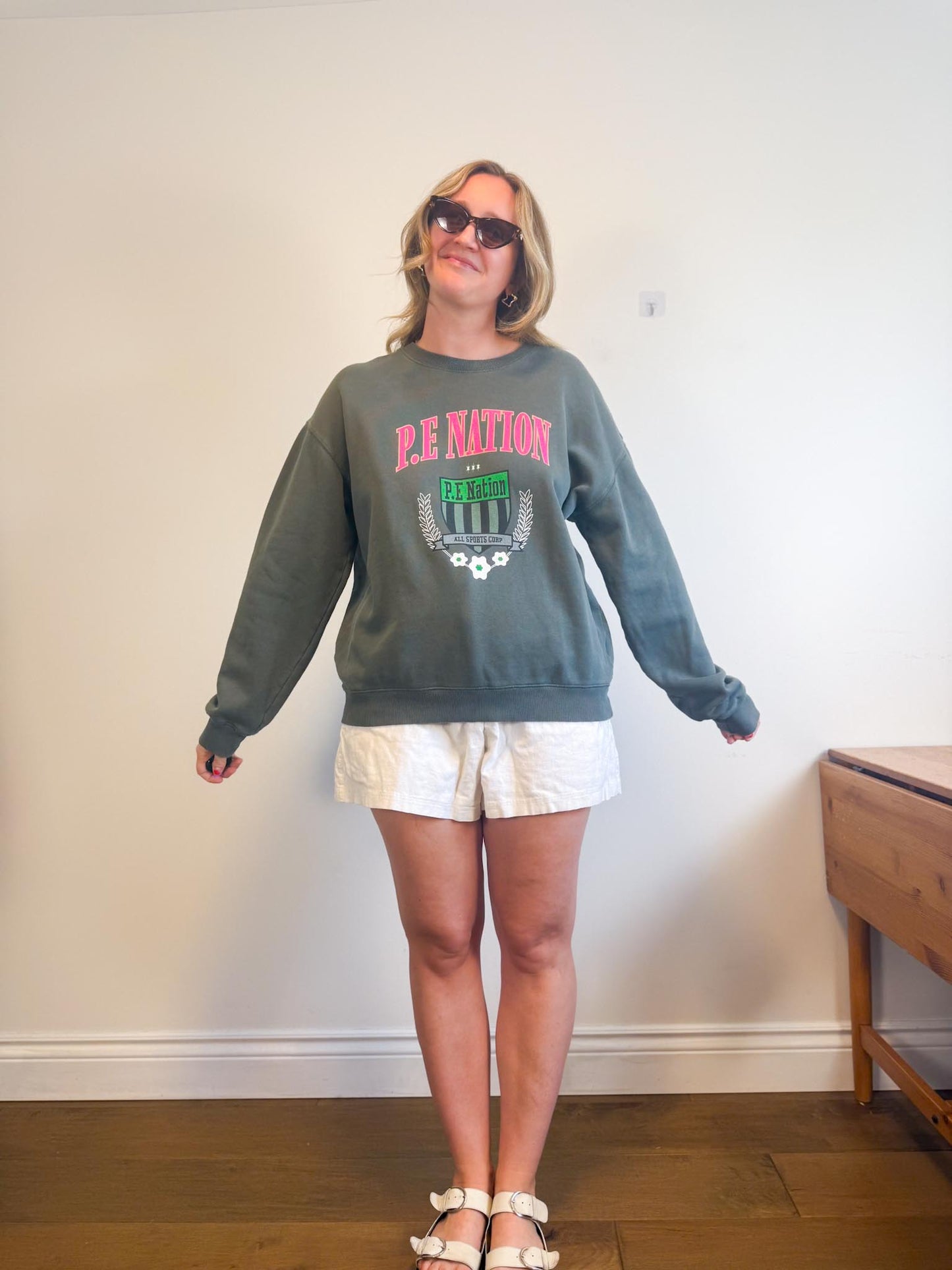 P.E Nation Crewneck in Green/Pink (Size S/M)