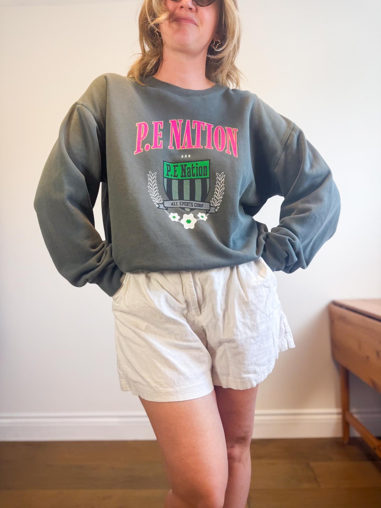P.E Nation Crewneck in Green/Pink (Size S/M)