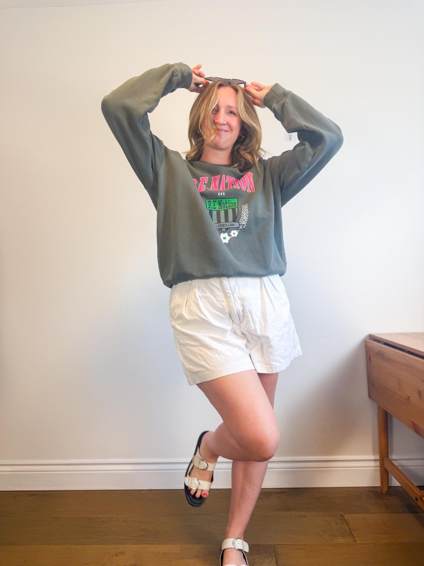 P.E Nation Crewneck in Green/Pink (Size S/M)