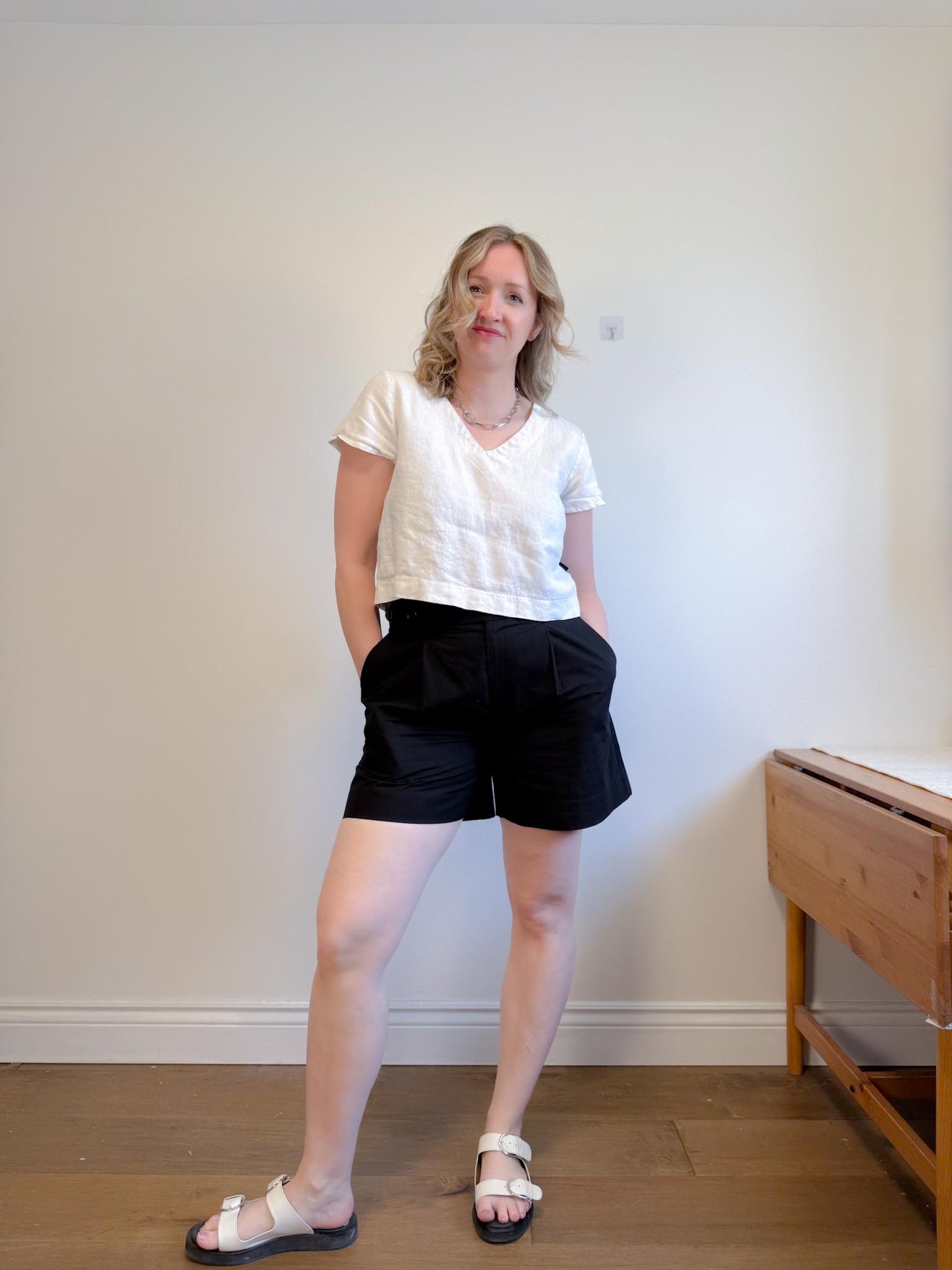 Proenza Schouler Designer Cotton/Linen Shorts in Black (Size L)
