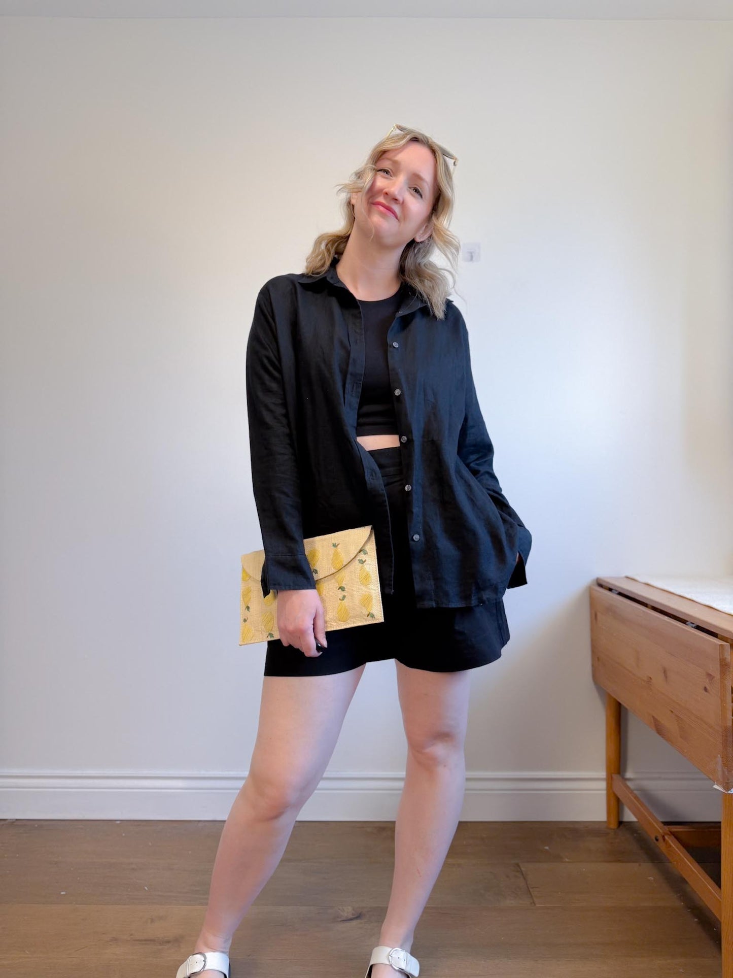 Proenza Schouler Designer Cotton/Linen Shorts in Black (Size L)