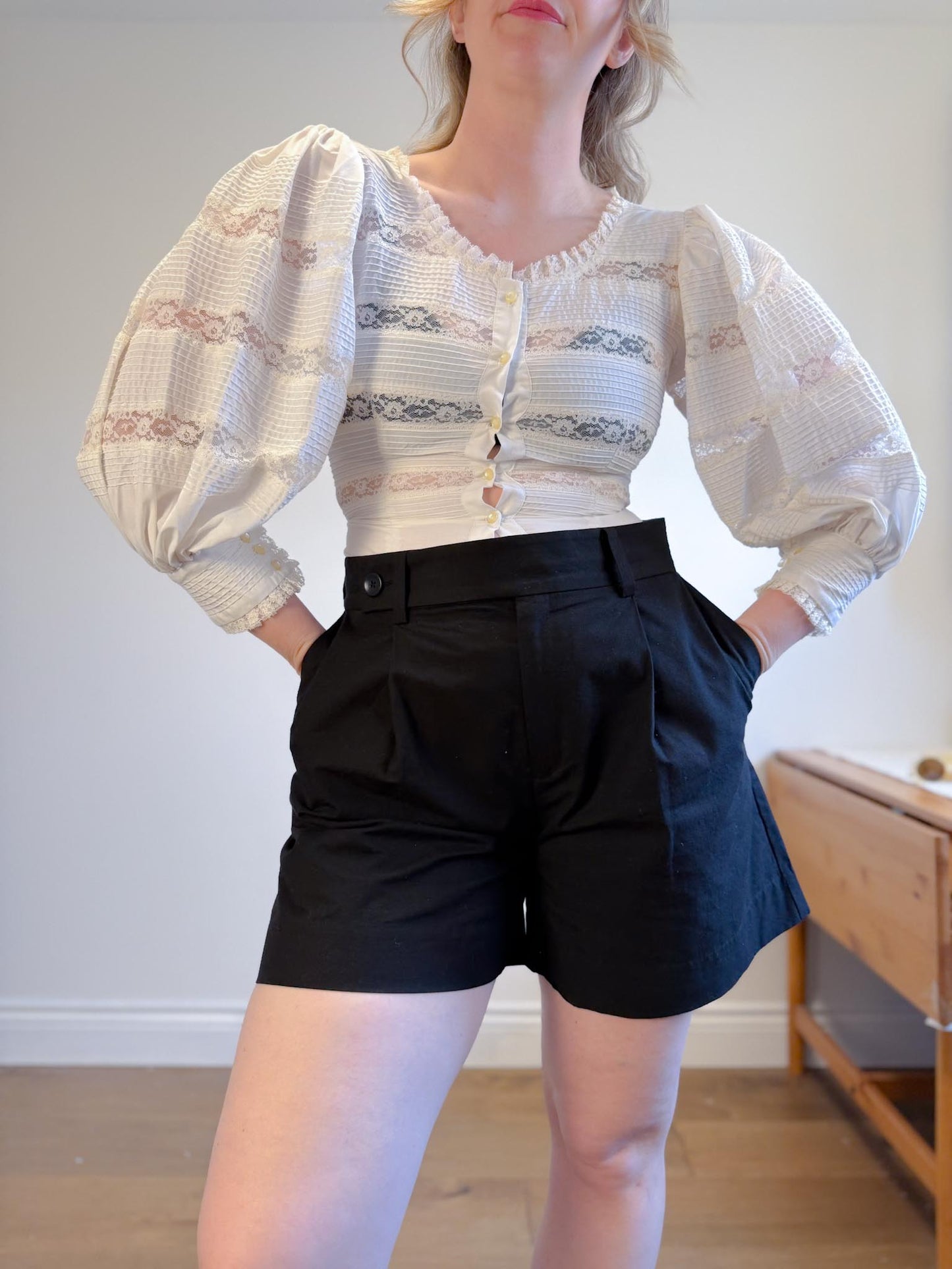 Proenza Schouler Designer Cotton/Linen Shorts in Black (Size L)