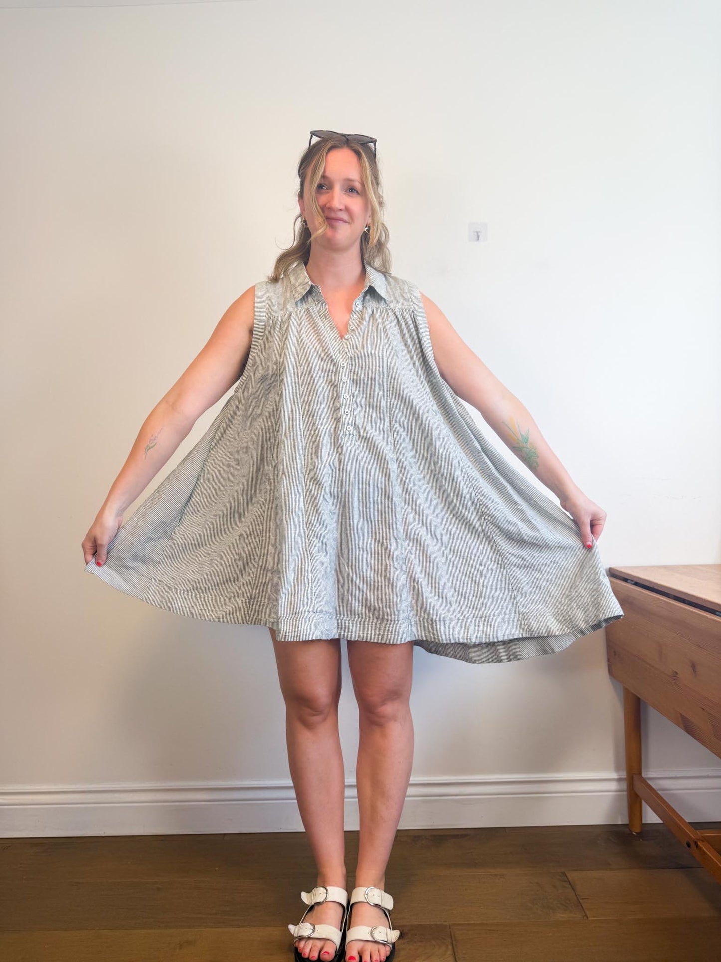 Free People "Young Spirit Striped Tunic Dress" (Size M/L)