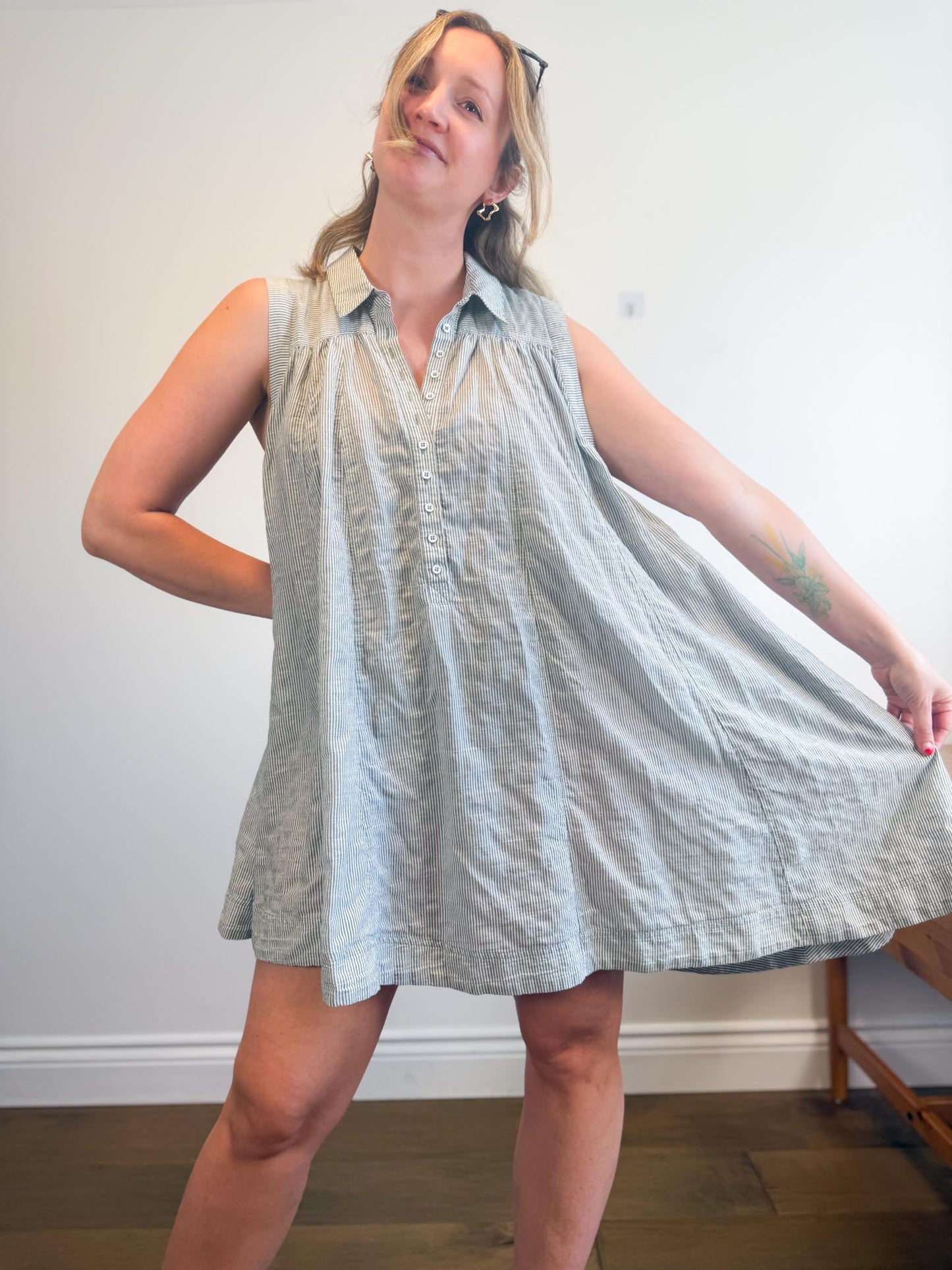 Free People "Young Spirit Striped Tunic Dress" (Size M/L)