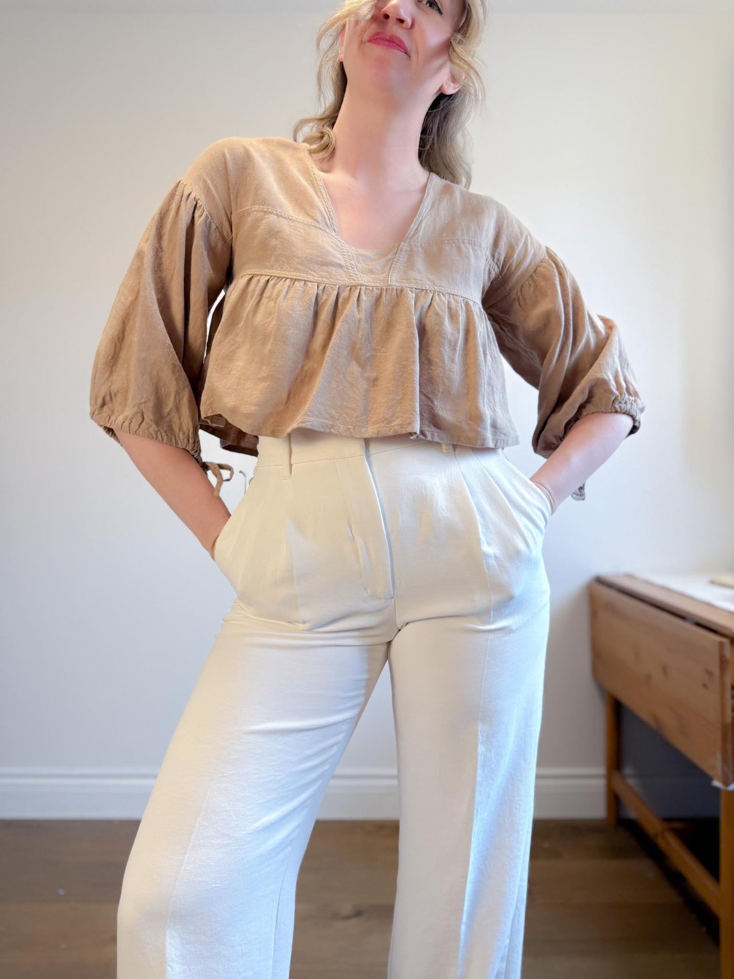 Harly Jae Slow Fashion Cropped Linen Top (Size XS-M)