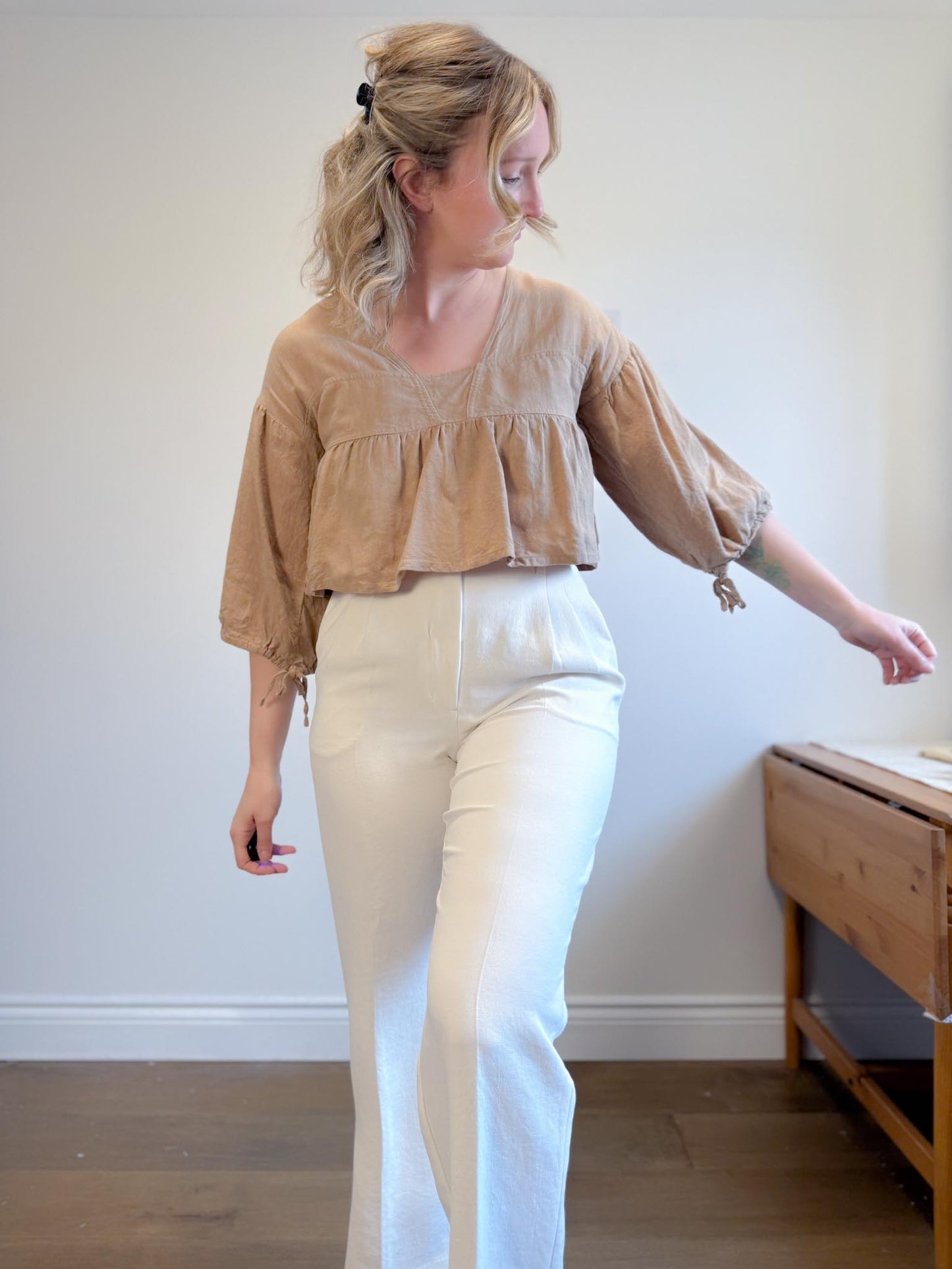 Harly Jae Slow Fashion Cropped Linen Top (Size XS-M)