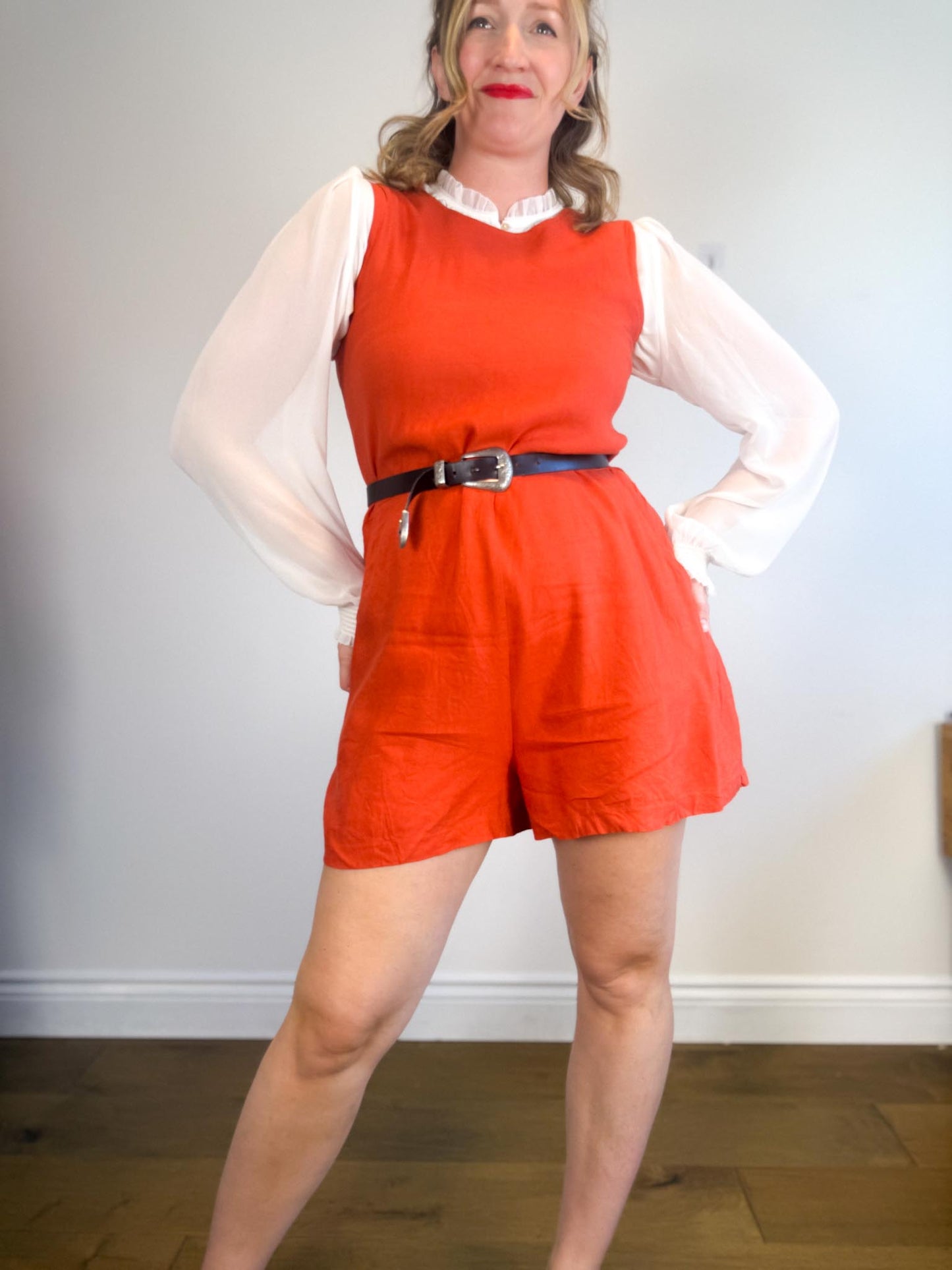 Allison Wonderland Slow Fashion "Chillin' Romper in Rust" (Size 10)