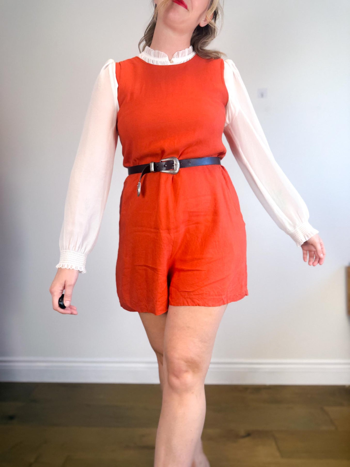 Allison Wonderland Slow Fashion "Chillin' Romper in Rust" (Size 10)