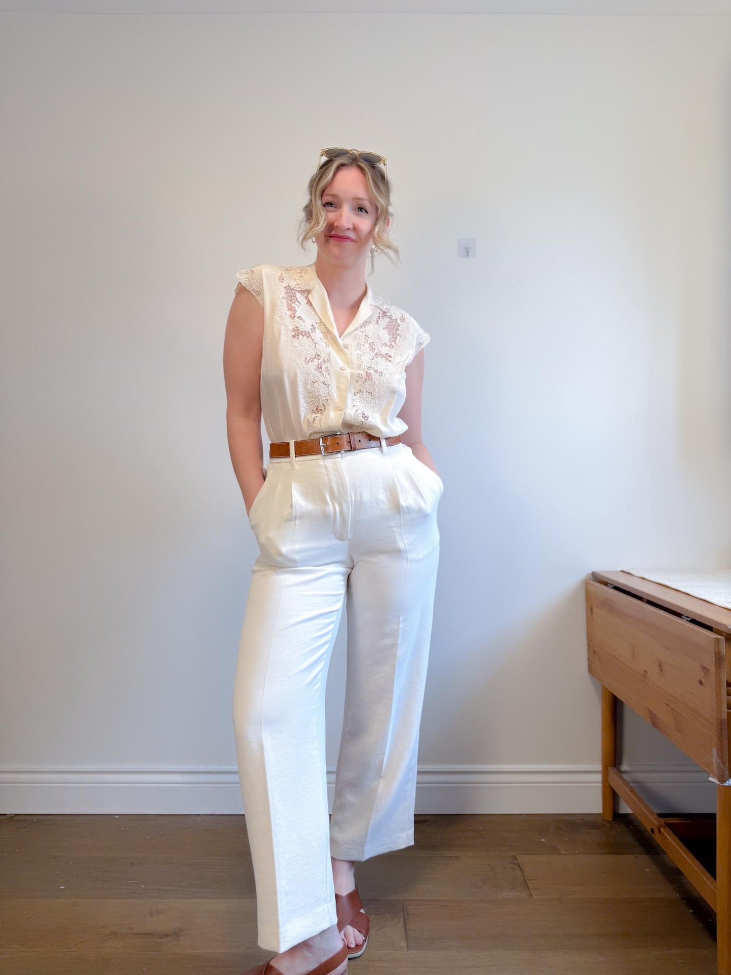 Vintage 70s Silk Lace Blouse (Size M/L)