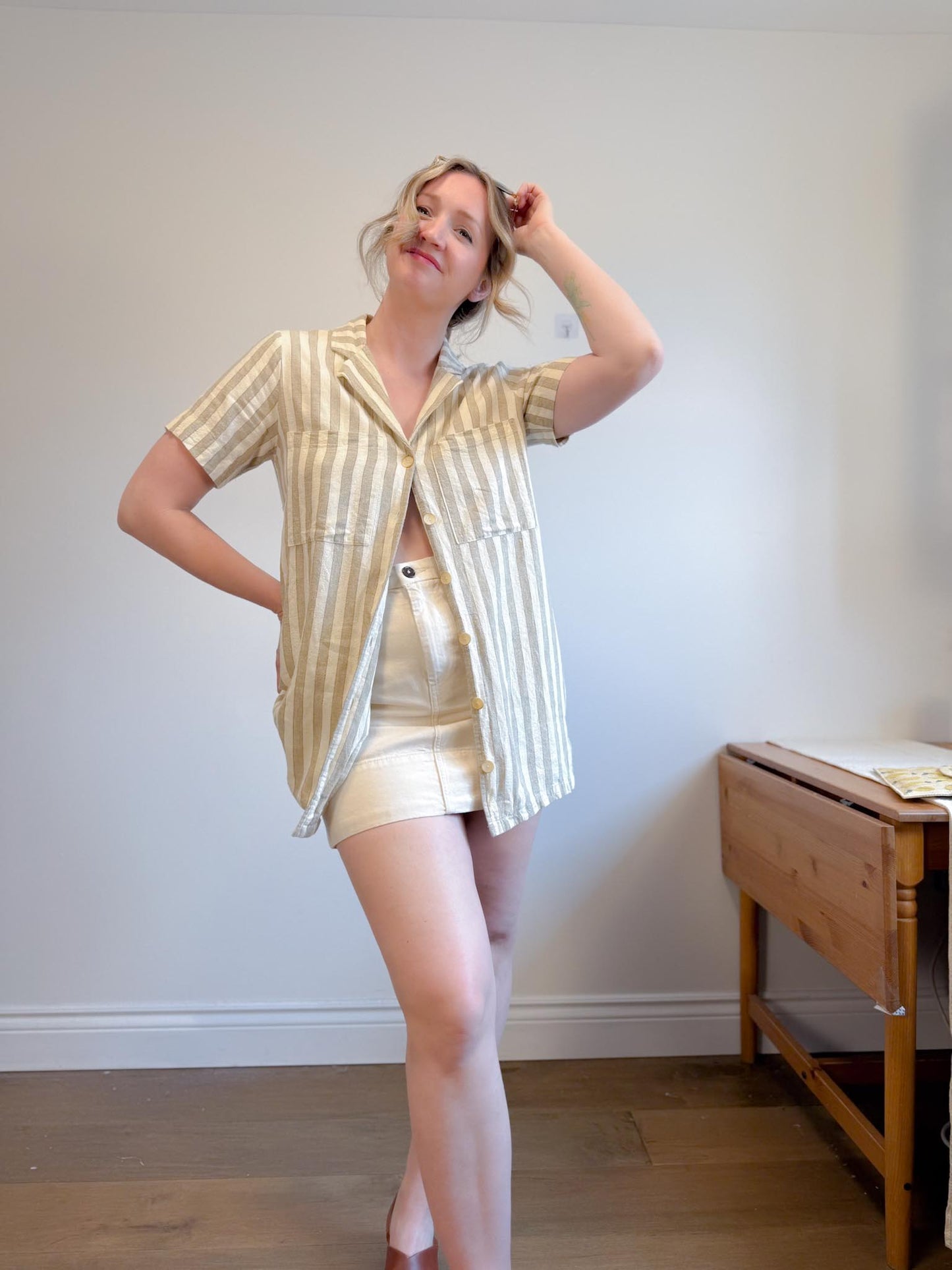 Rylee & Cru Striped Linen Blouse (Size S/M)