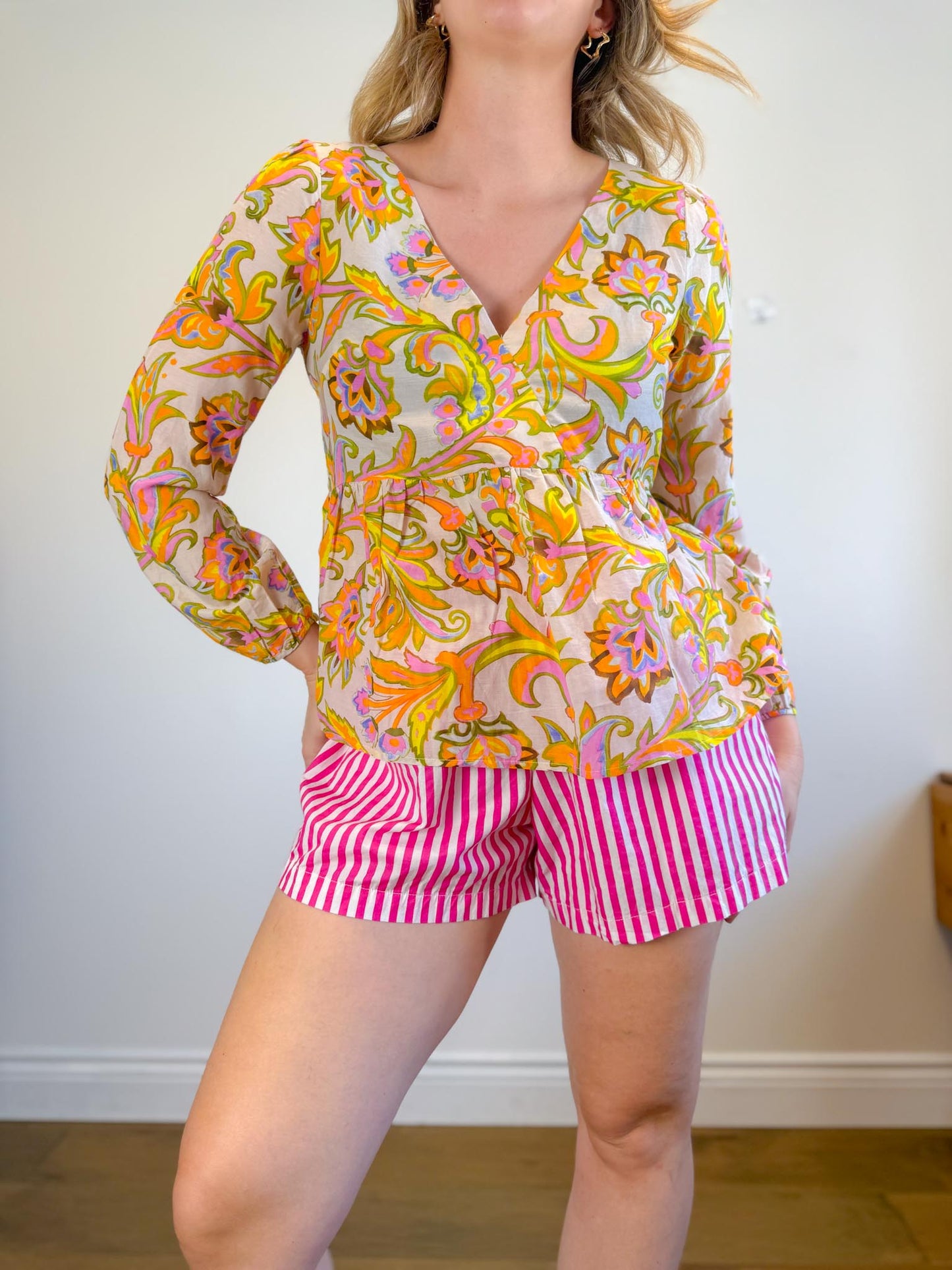 J.Crew Lightweight Silk Blend Blouse in Pastel Floral (Size M)