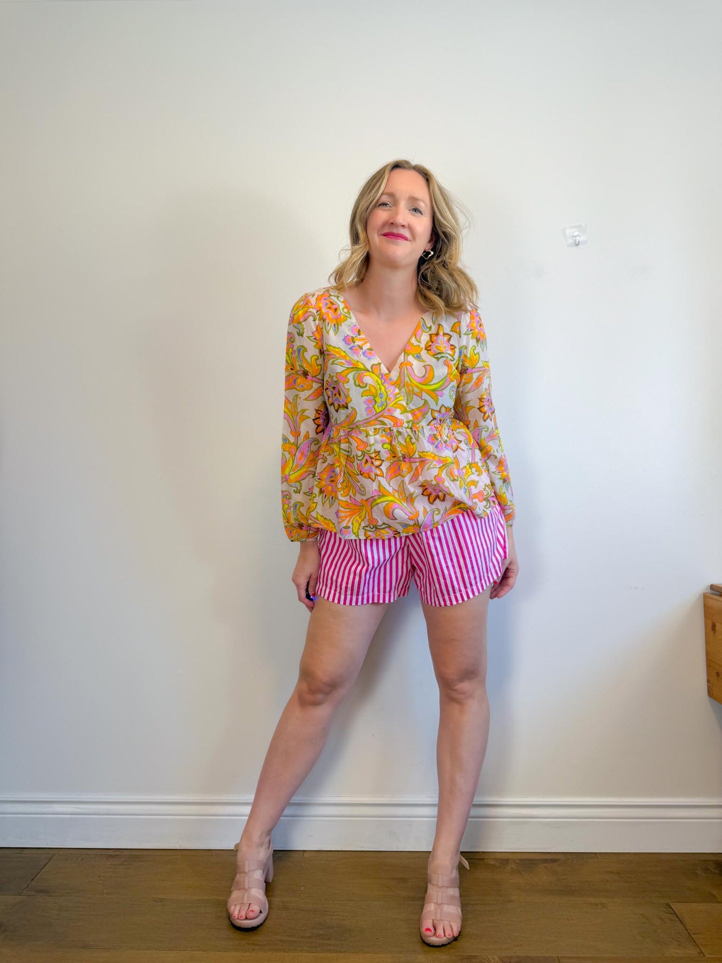 J.Crew Lightweight Silk Blend Blouse in Pastel Floral (Size M)