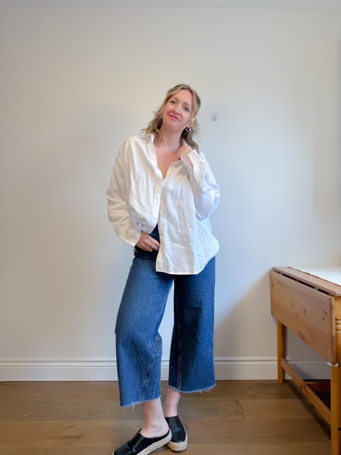 Hudson North Oversized Linen Blouse in White (Size 2X)