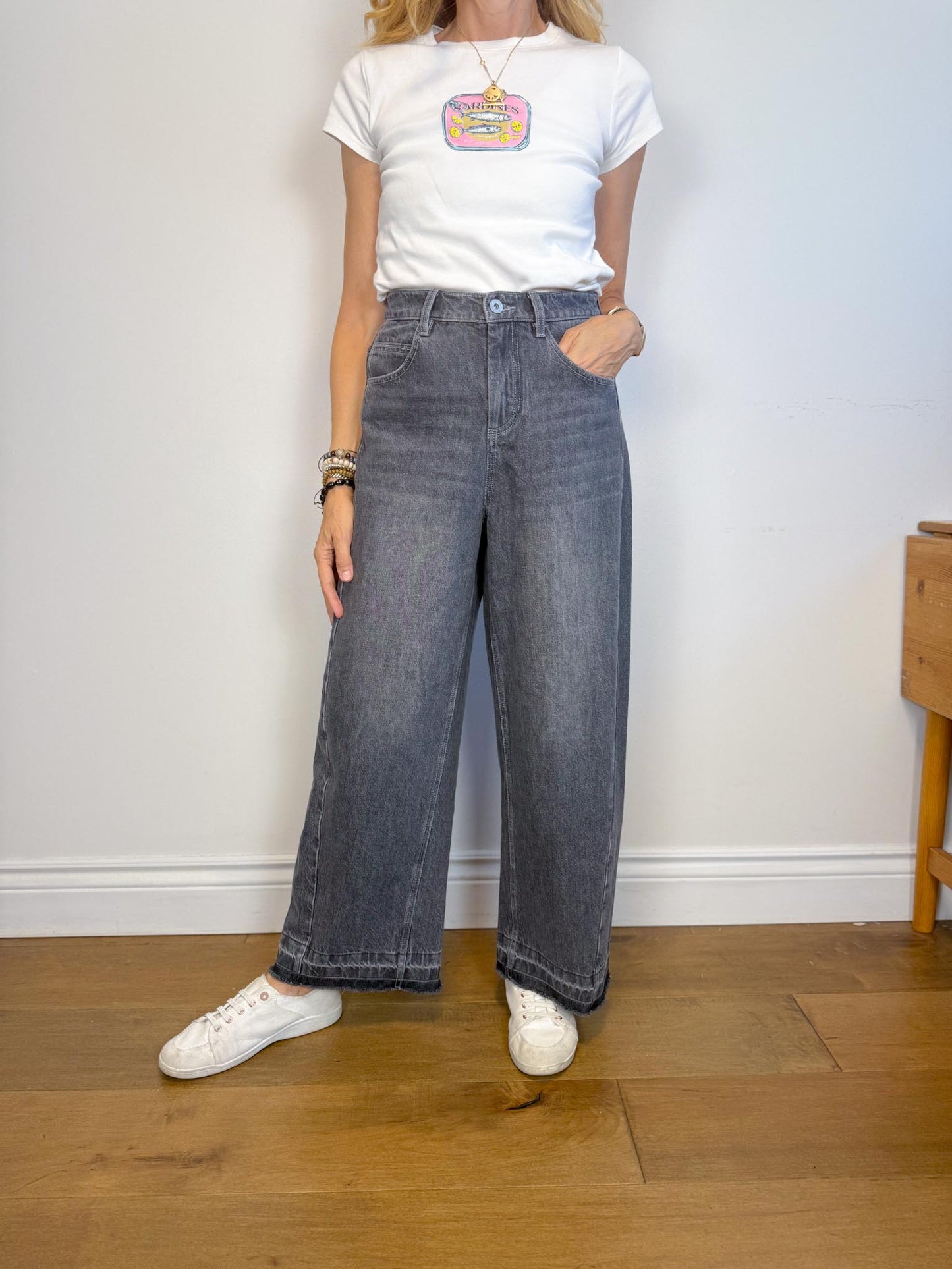 Fabrique Sustainable Barrel Leg Jeans in Faded Black Wash (Size S)