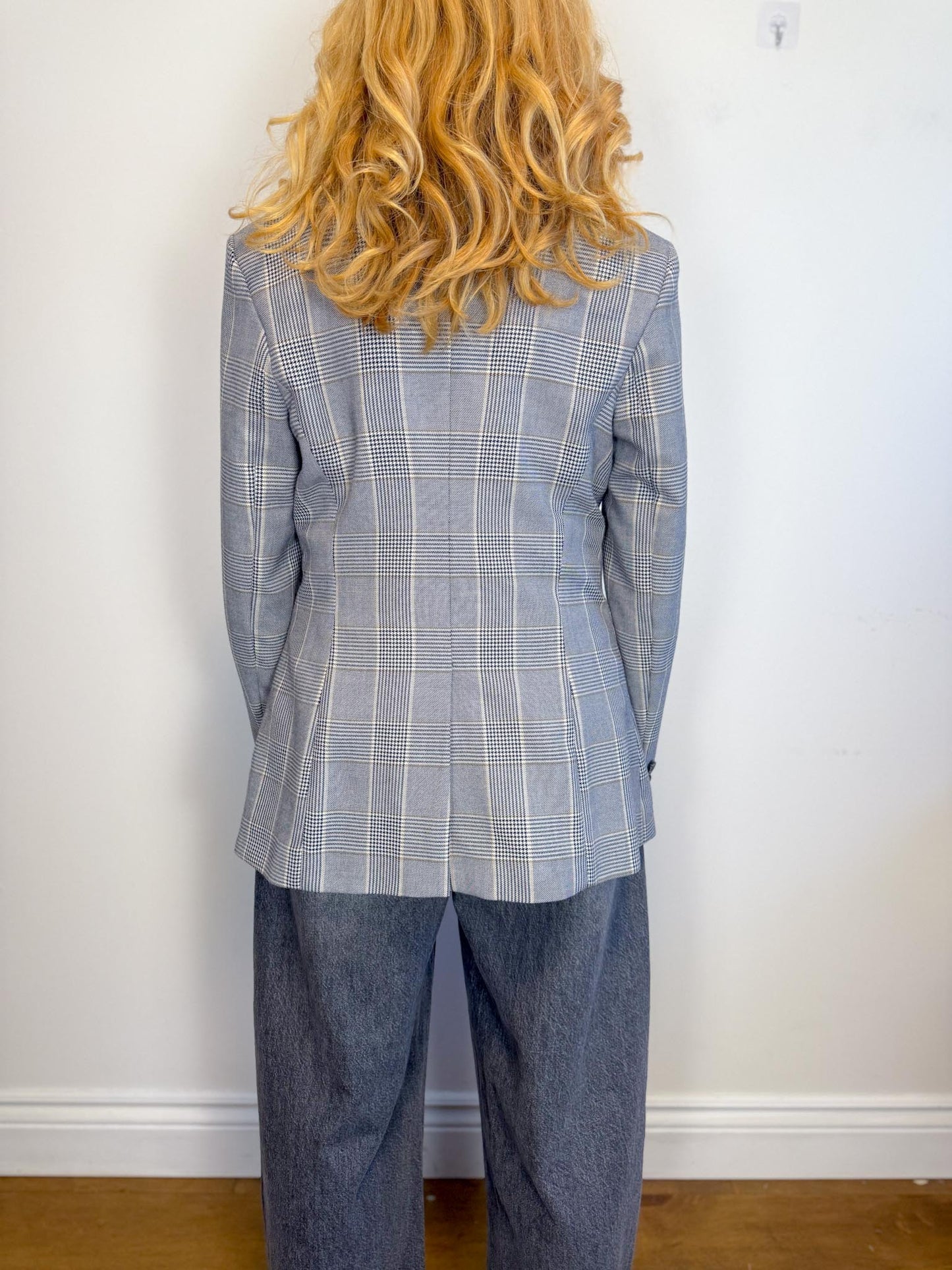 Dorothee Schumacher Double Breasted Blazer in Grey Plaid (Size S)
