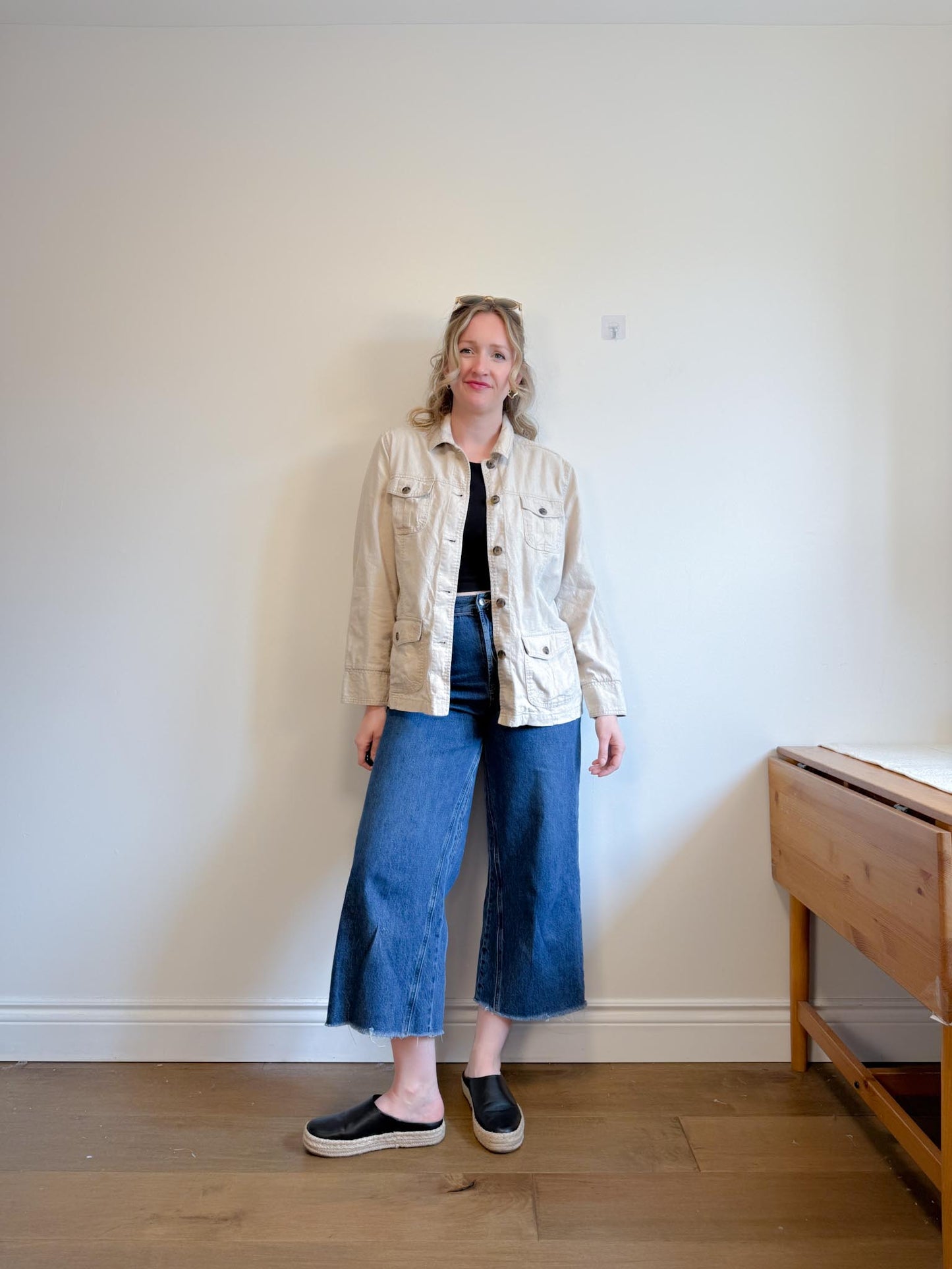 Vintage Linen Shacket in Oatmeal (Size XL)