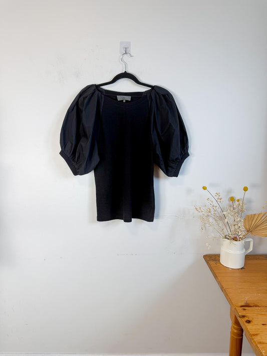 Anthropologie Sunday in Brooklyn Puff Sleeve T-Shirt in Black (Size M)