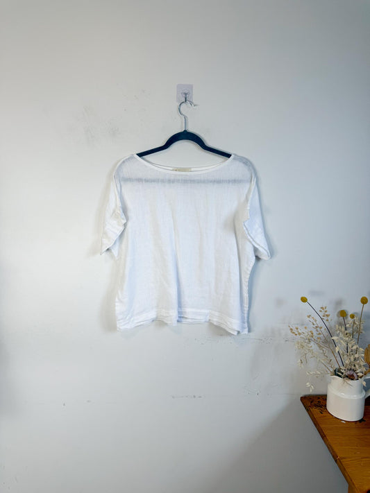 Lemonwood Linen T-Shirt in White SOLD AS IS (Size S/M)