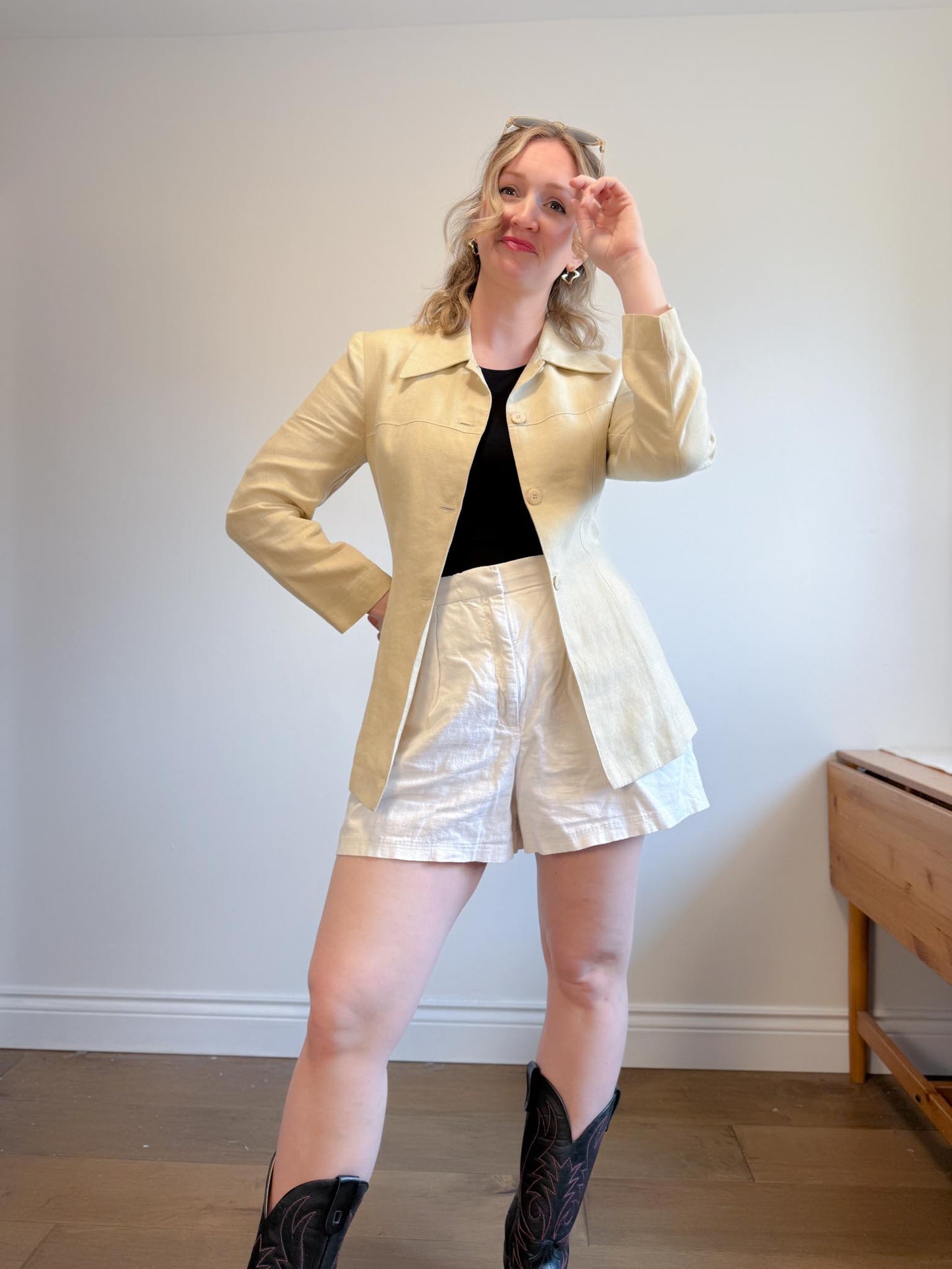 Vintage Yanagi Paris Linen Blazer (Size S)