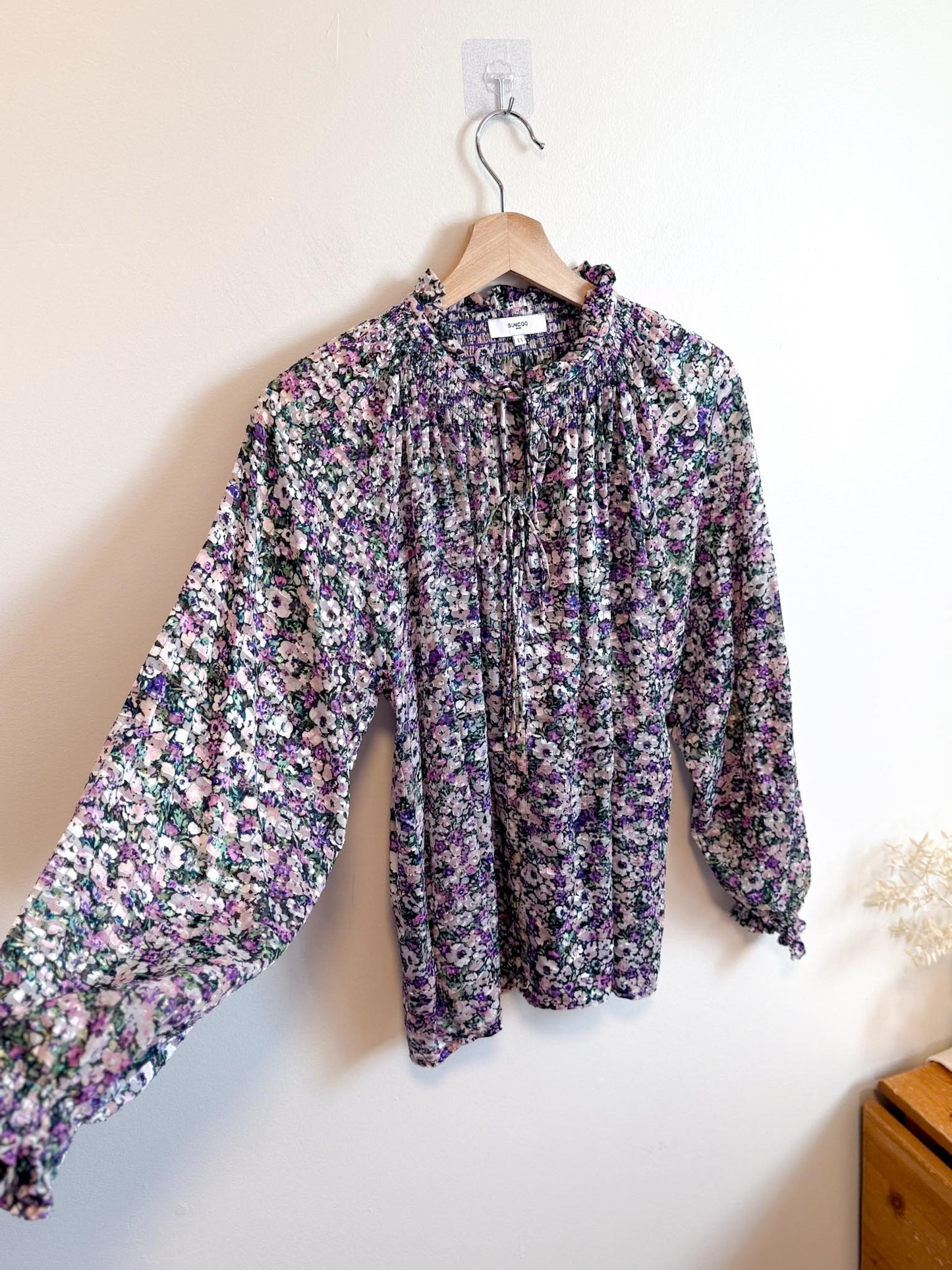 SUNCOO Paris Leony Blouse in Purple Floral (Size S-L)