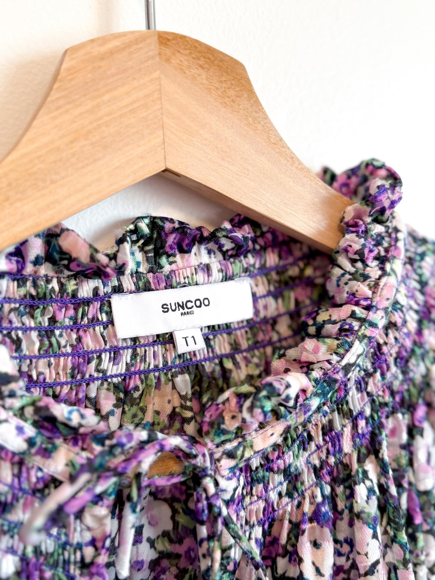 SUNCOO Paris Leony Blouse in Purple Floral (Size S-L)