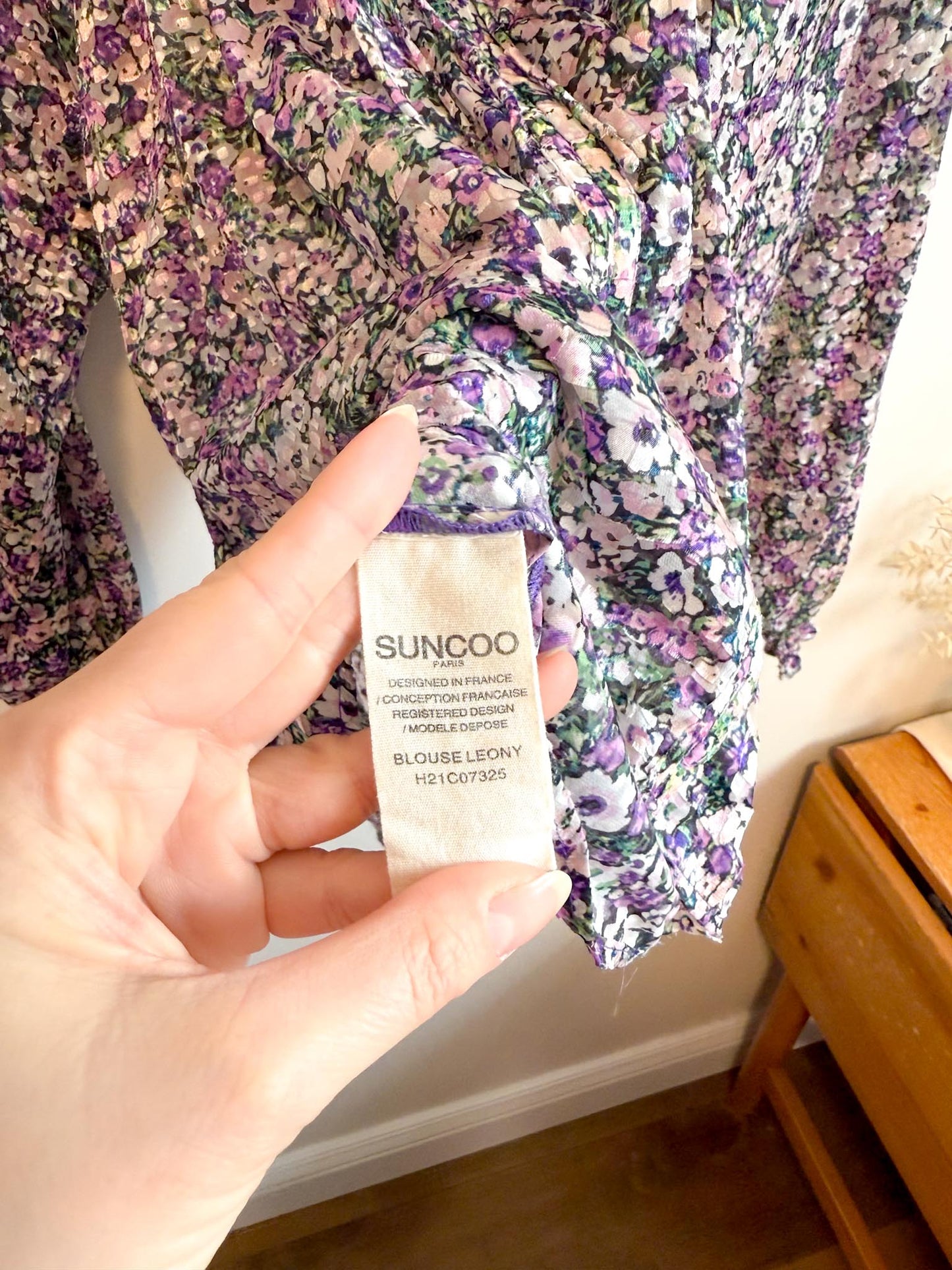 SUNCOO Paris Leony Blouse in Purple Floral (Size S-L)