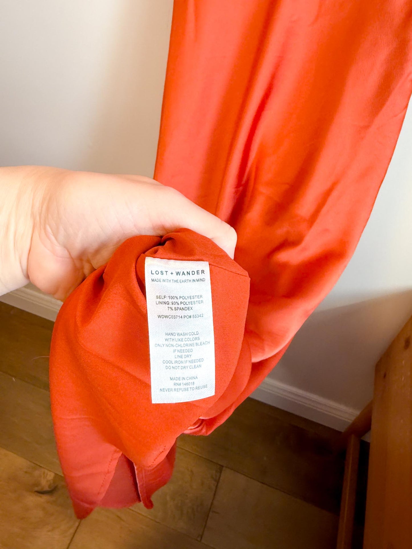 Lost + Wonder Ruffled Satin Midi Dress in Orange (Size L)