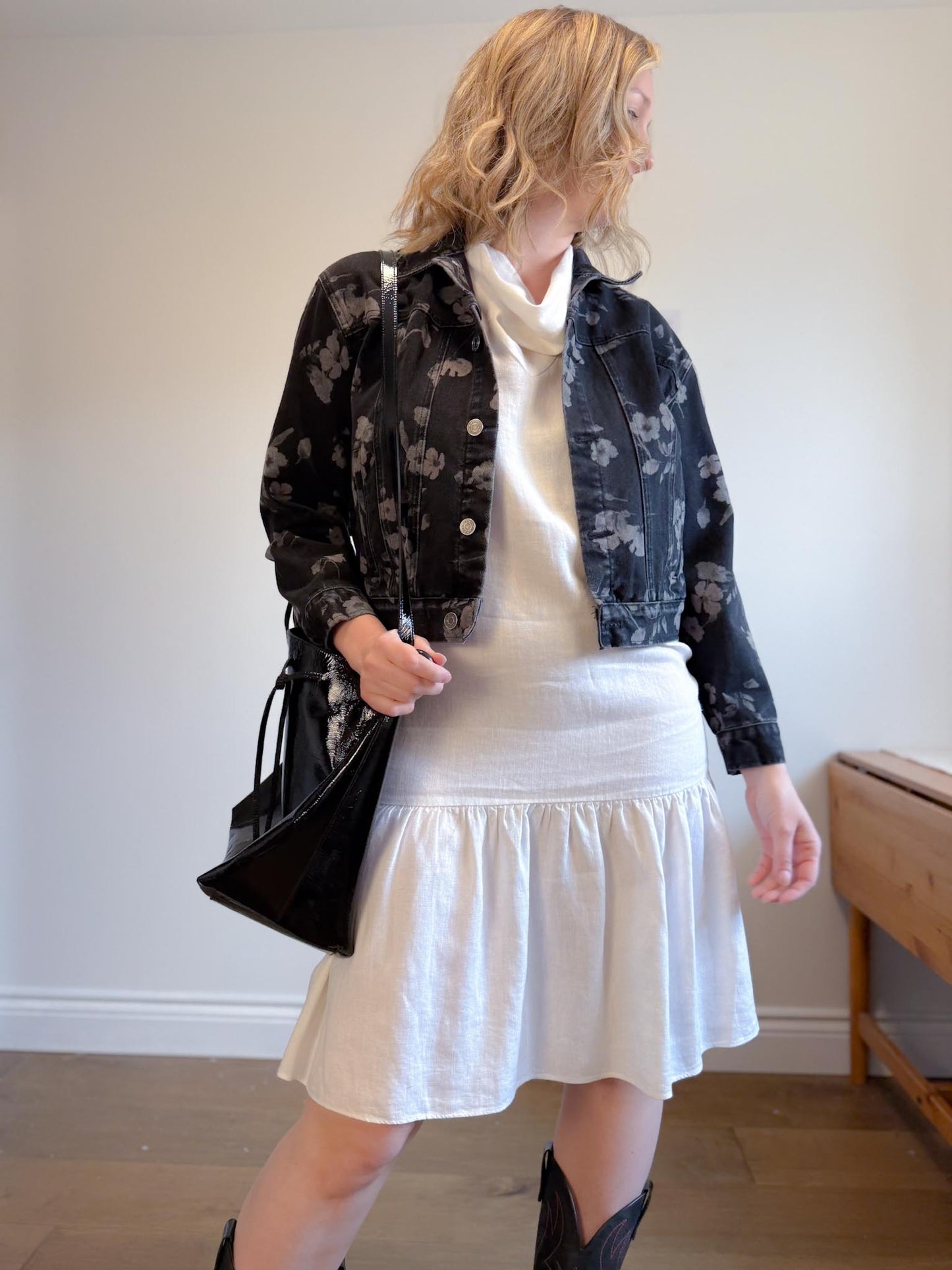 Saltwater Luxe Floral Denim Jacket with Tassels (Size S/M)