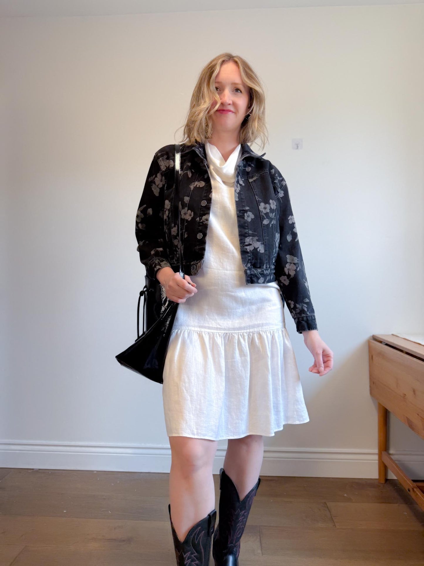 Saltwater Luxe Floral Denim Jacket with Tassels (Size S/M)