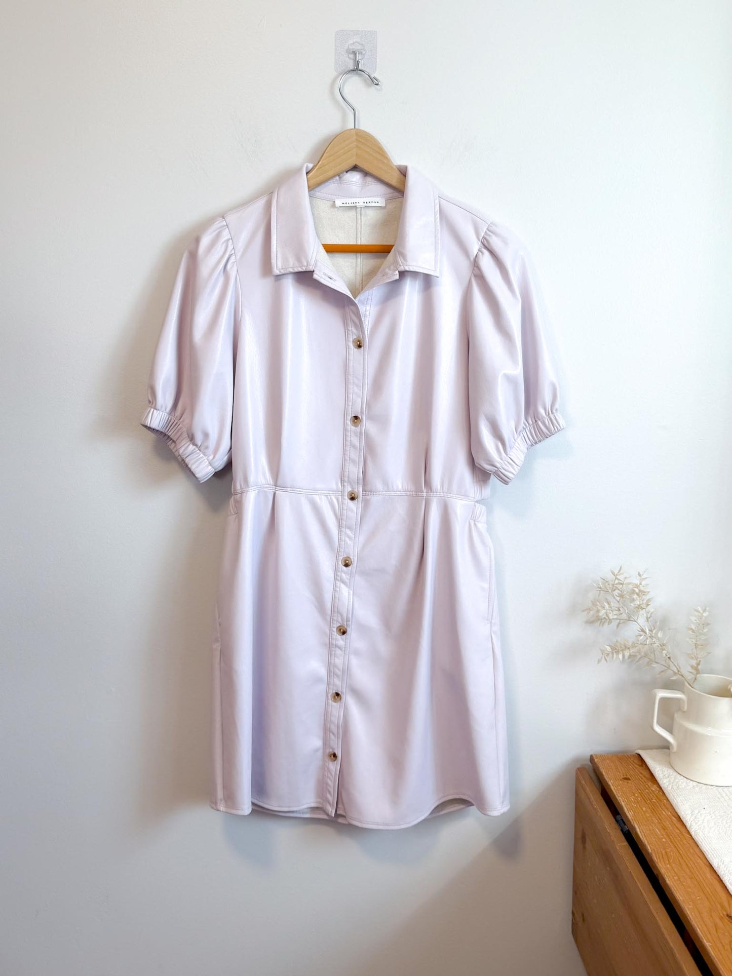Melissa Nepton "Penelop Faux Leather Dress in Light Lilac" (Size L)