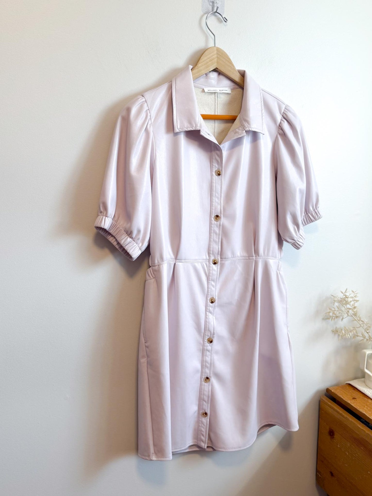 Melissa Nepton "Penelop Faux Leather Dress in Light Lilac" (Size L)